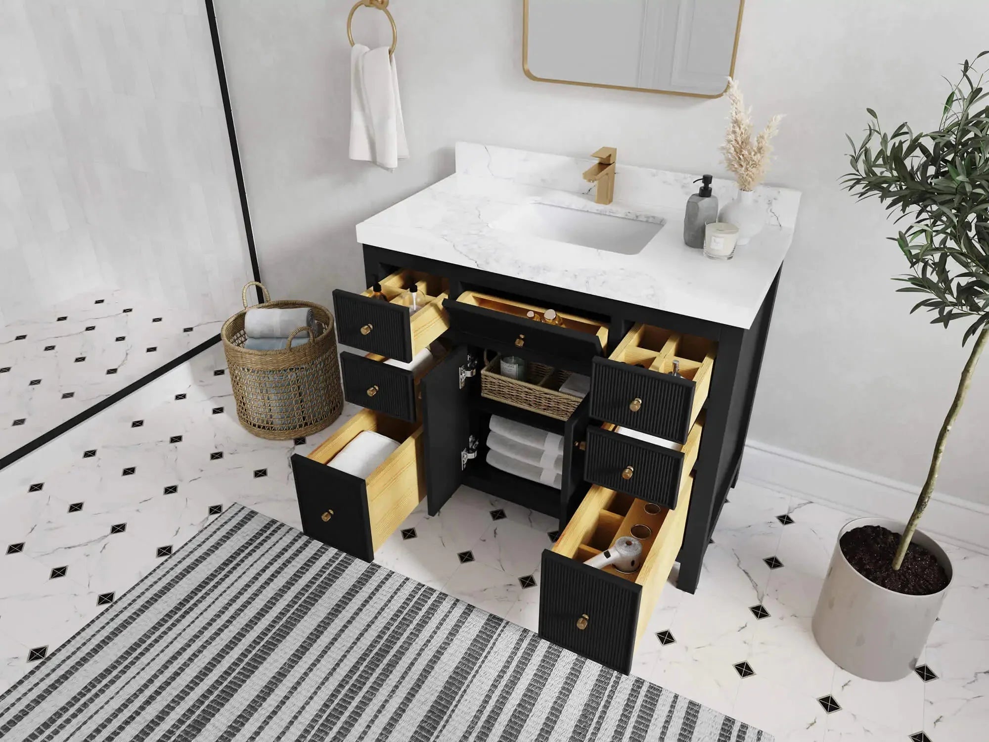48-inch single sink bathroom vanity with counter and storage