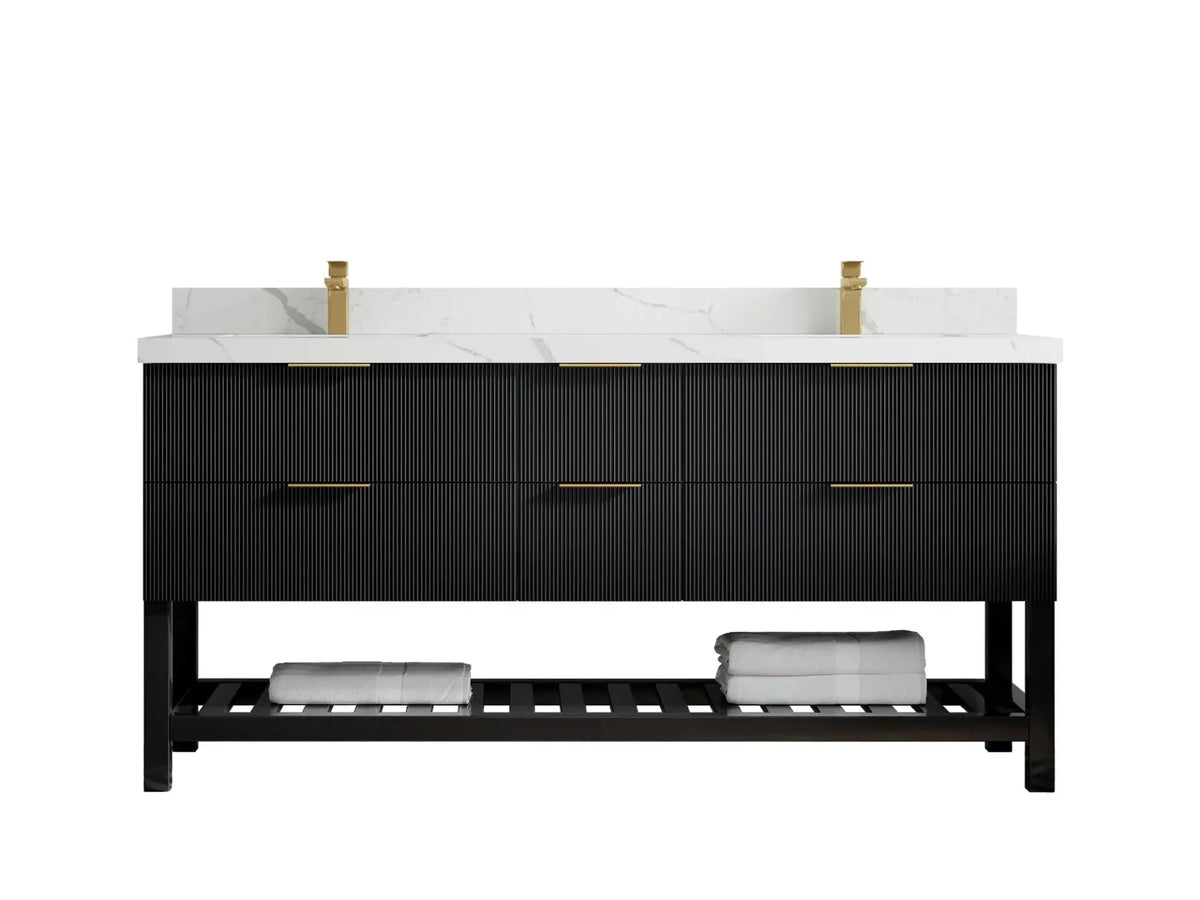 Catalina 72 in. W x 22 in. D Double Sink Bathroom Vanity in Black with Countertop - Clear View