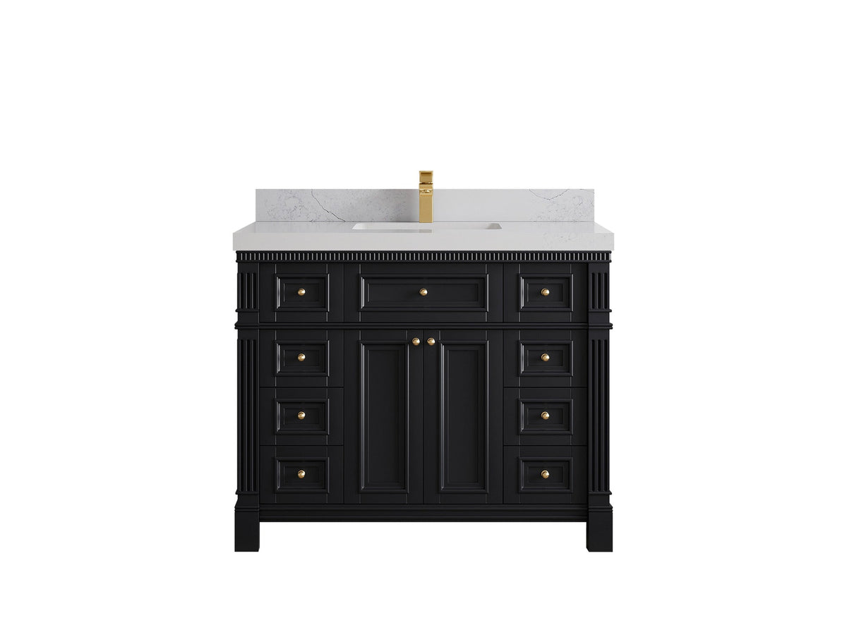 42-Inch Black Bathroom Vanities — Paris 42 in. W x 22 in. D Single Sink Bathroom Vanity
