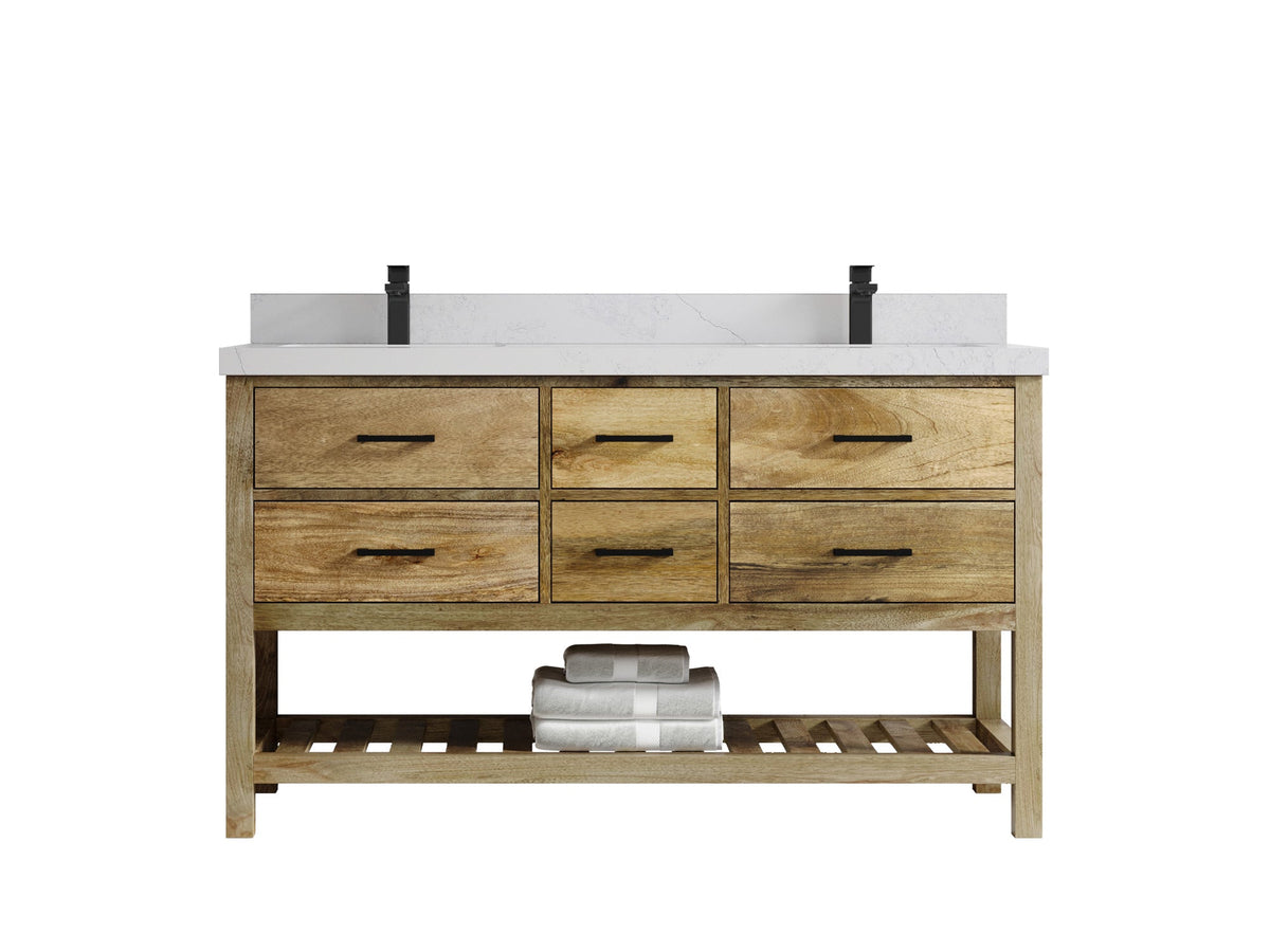 60-Inch Mango Wood Double-Sink Bathroom Vanities