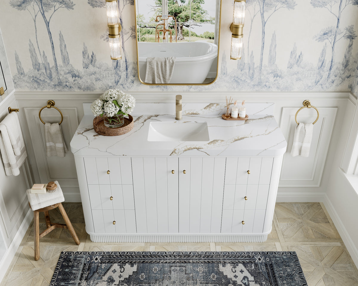 Houston 60 in. W x 22 in. D Free Standing Curved Edge Single Sink Bathroom Vanity