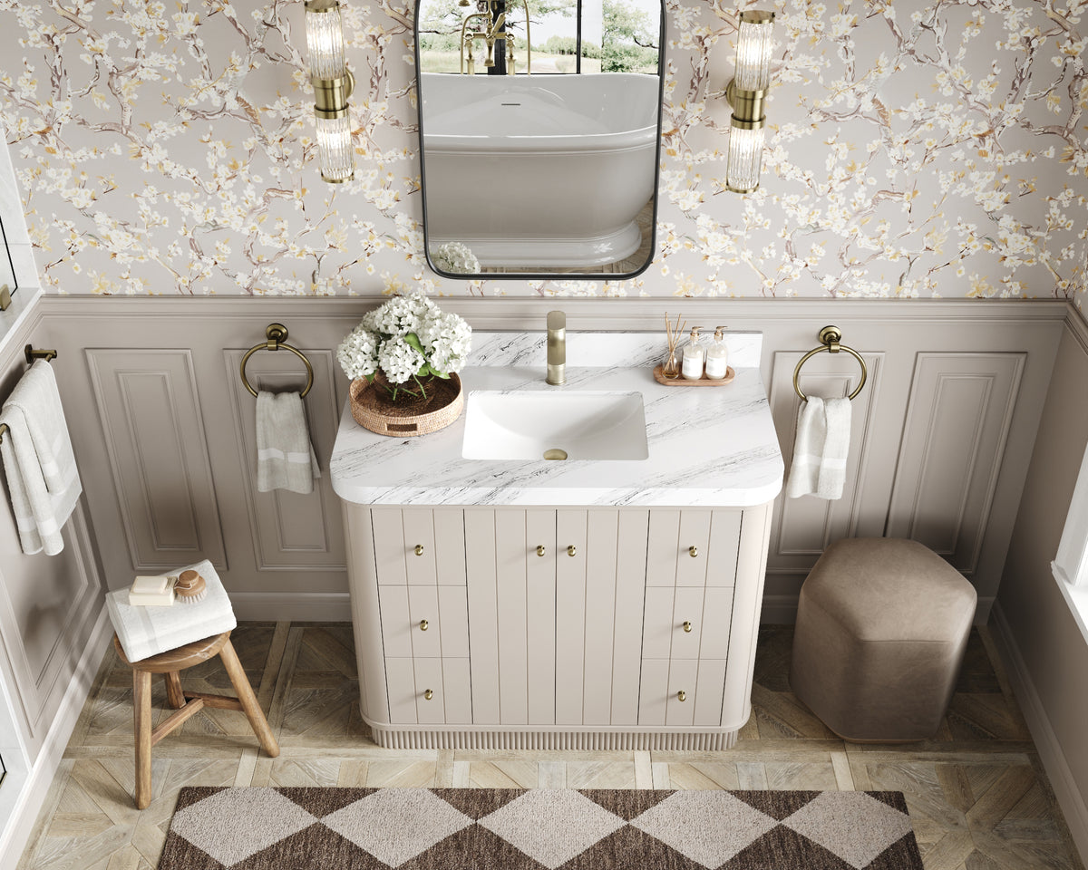 Houston 48 in. W x 22 in. D Free Standing Curved Edge Single Sink Bathroom Vanity
