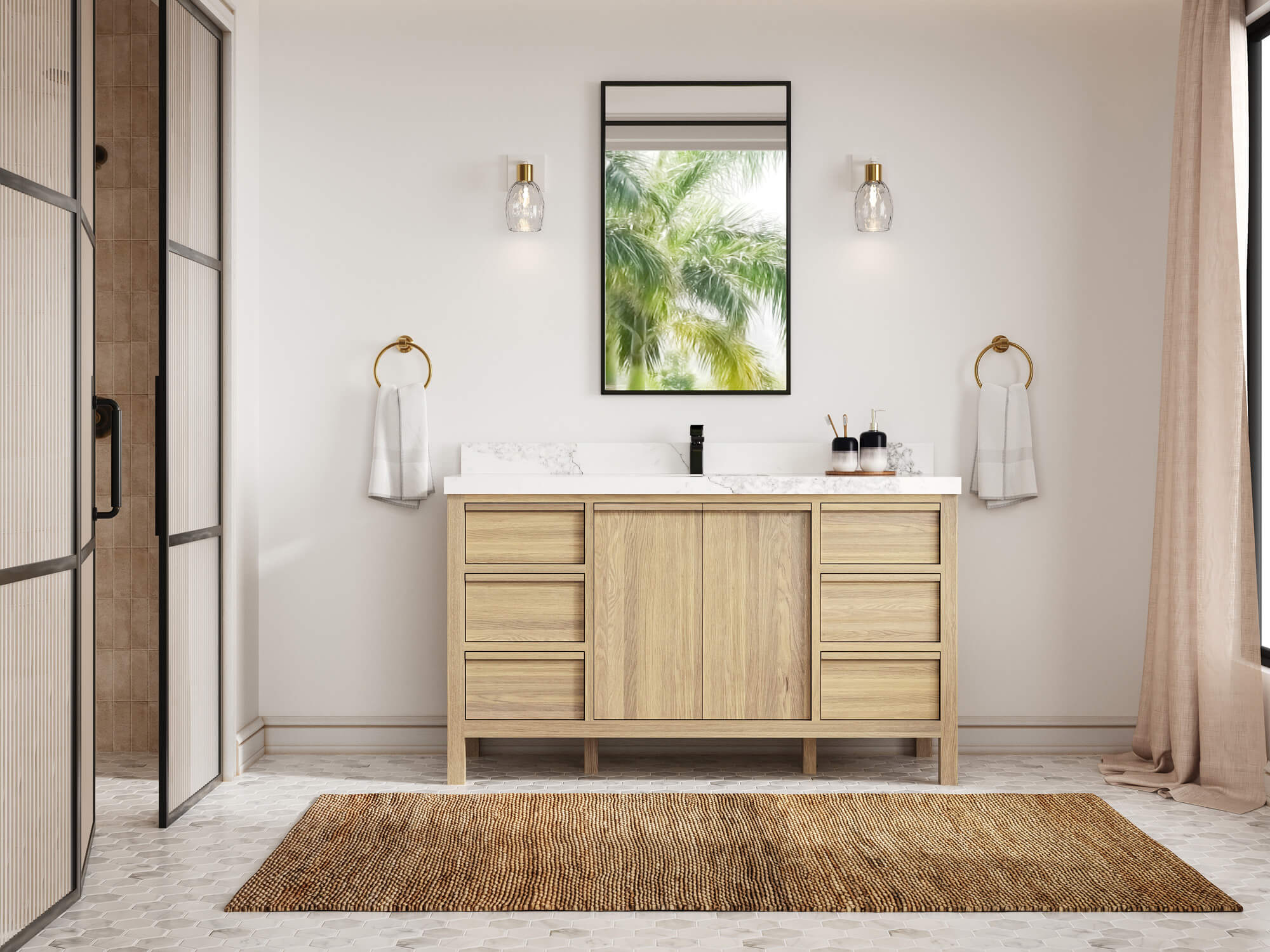 Elizabeth White Oak 60 in. W x 22 in. D Single Sink Bathroom Vanity