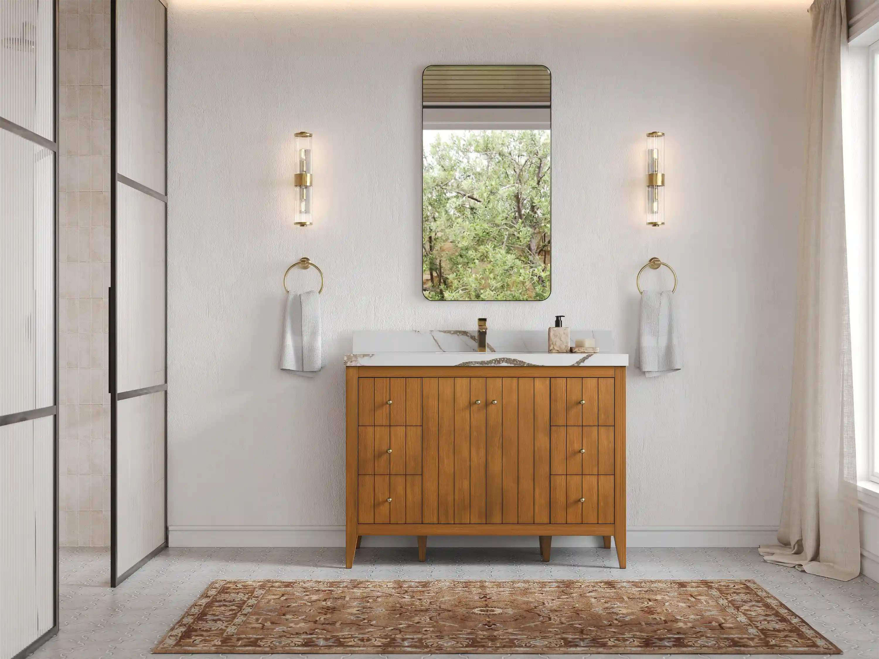 Atlanta Teak Wood 48 in. W x 22 in. D Single Sink Bathroom Vanity