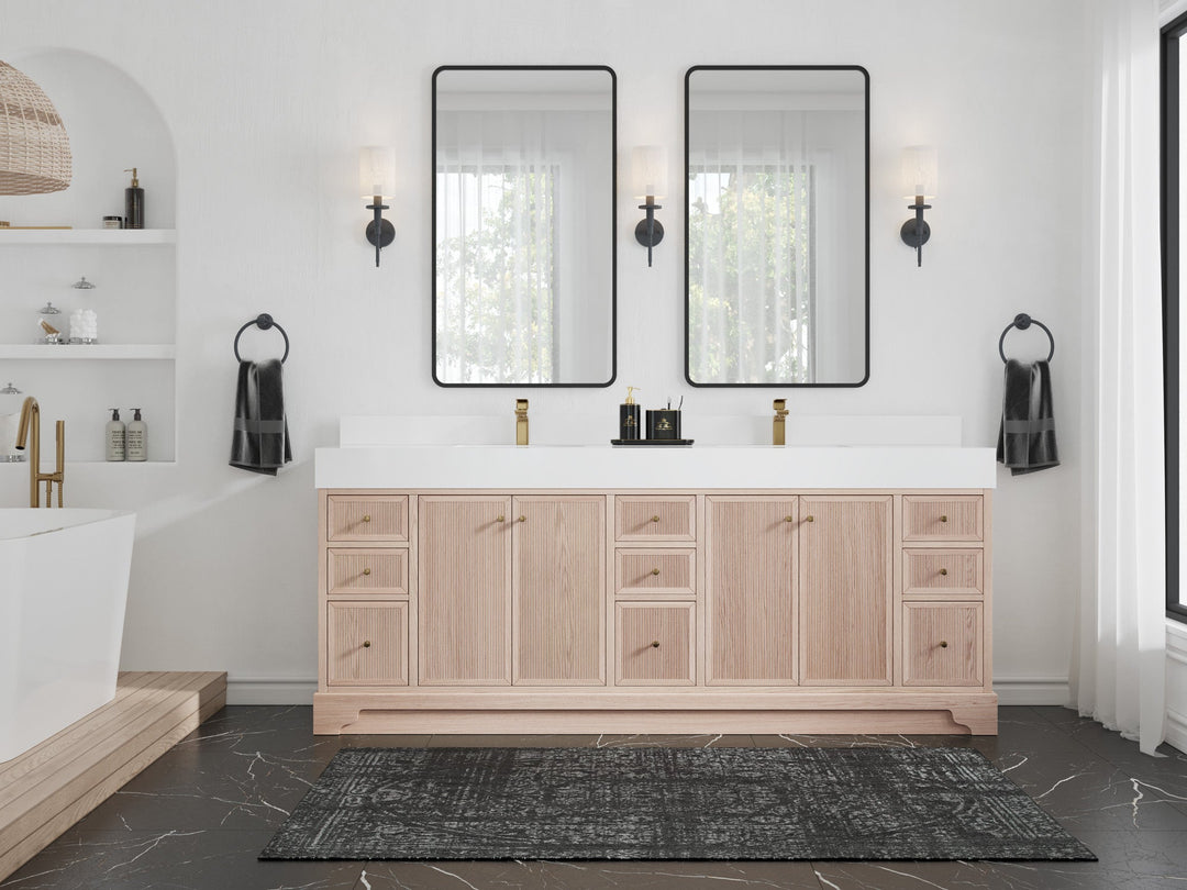 Manhattan White Oak 84 in. W x 22 in. D Double Sink Bathroom Vanity