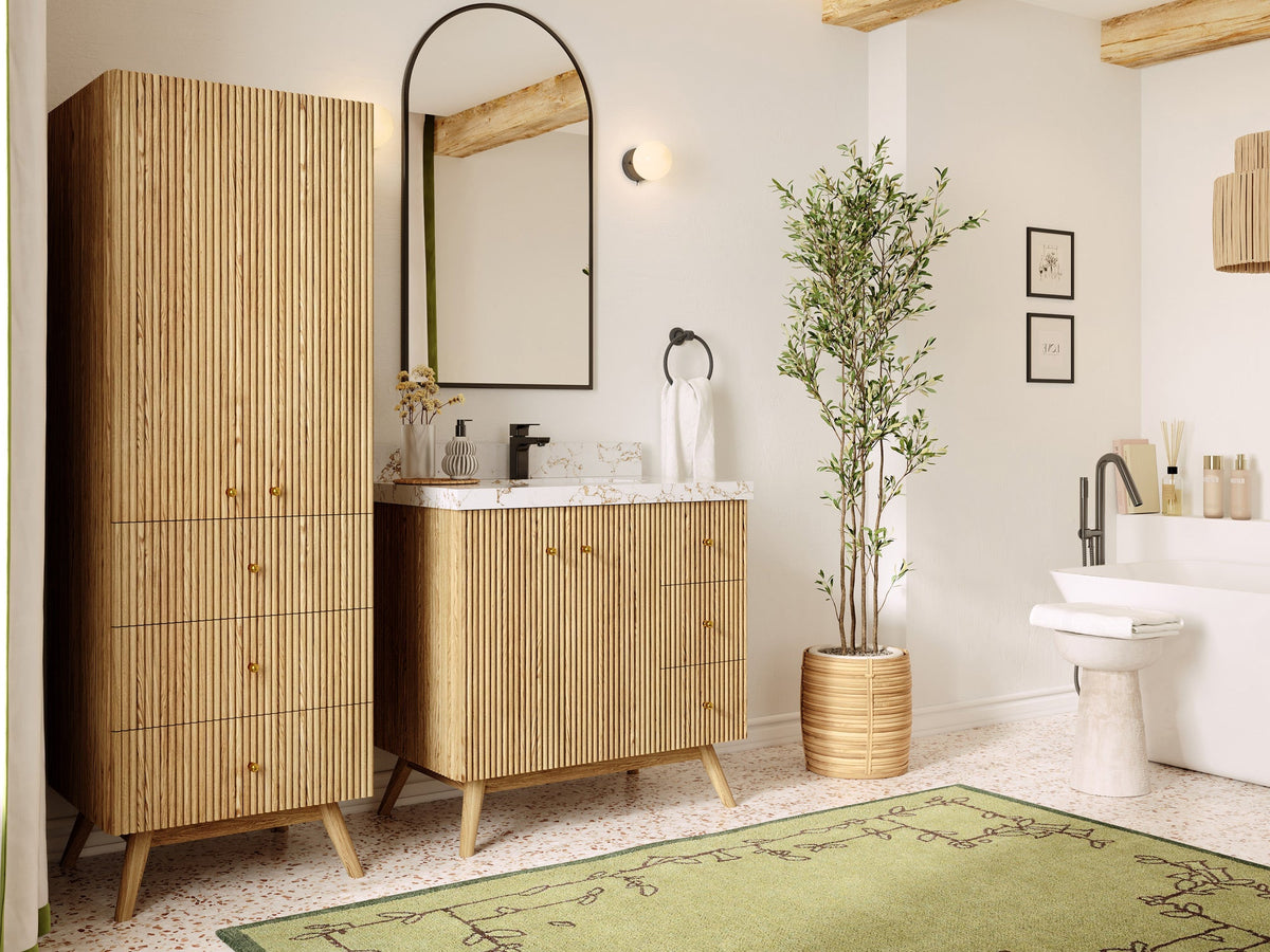 Pasadena White Oak 36 in. W x 22 in. D Center Sink Bathroom Vanity