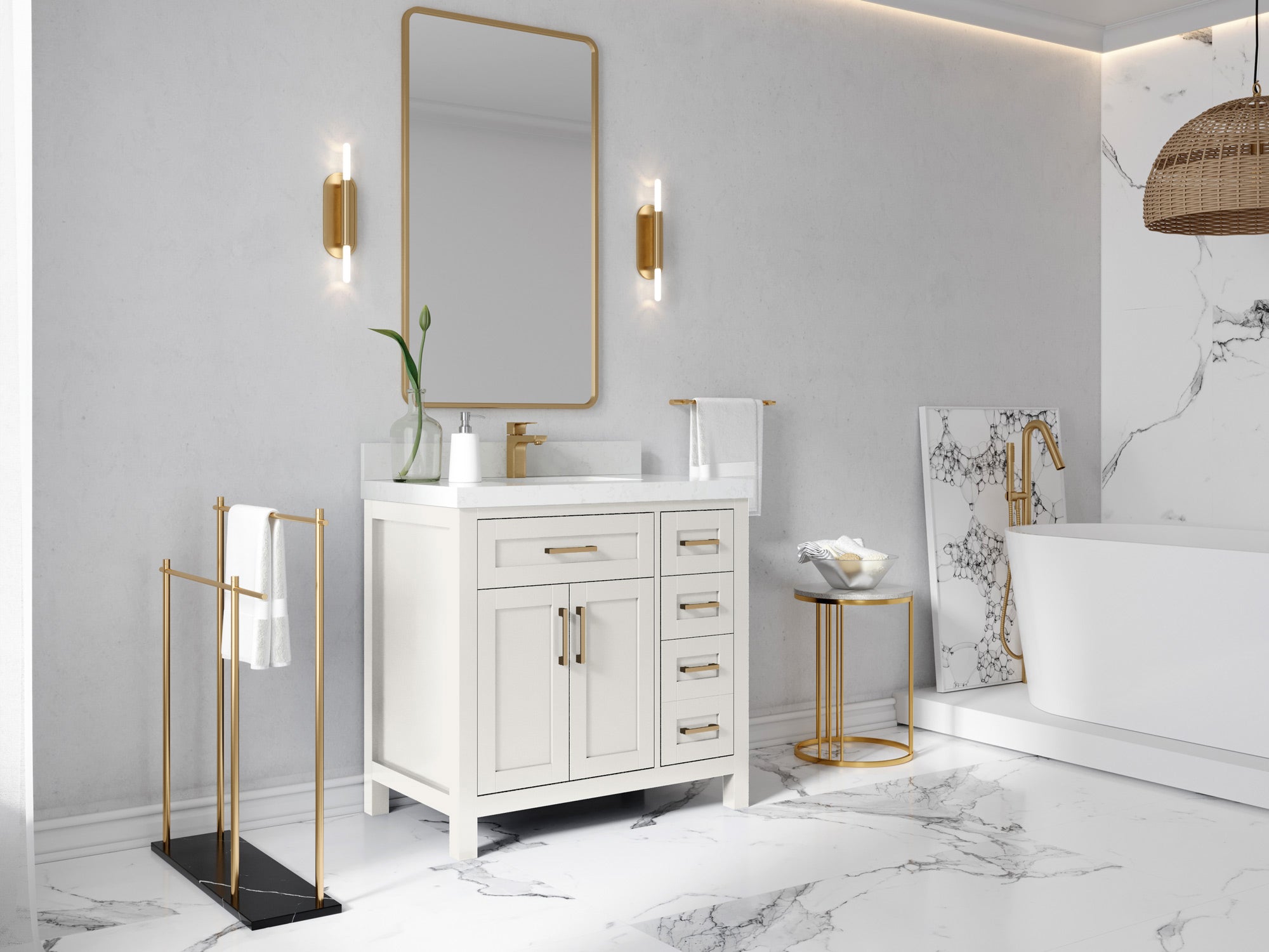 Cambridge 36 in. W x 22 in. D Single Center Sink Bathroom Vanity