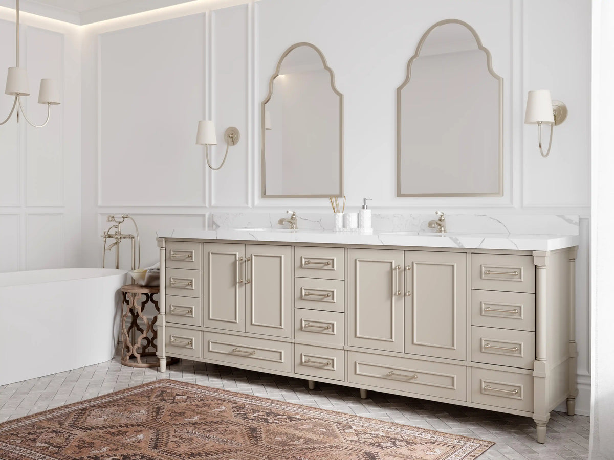 Aberdeen 96 in W x 22 in D Free Standing Double Sink Bathroom Vanity