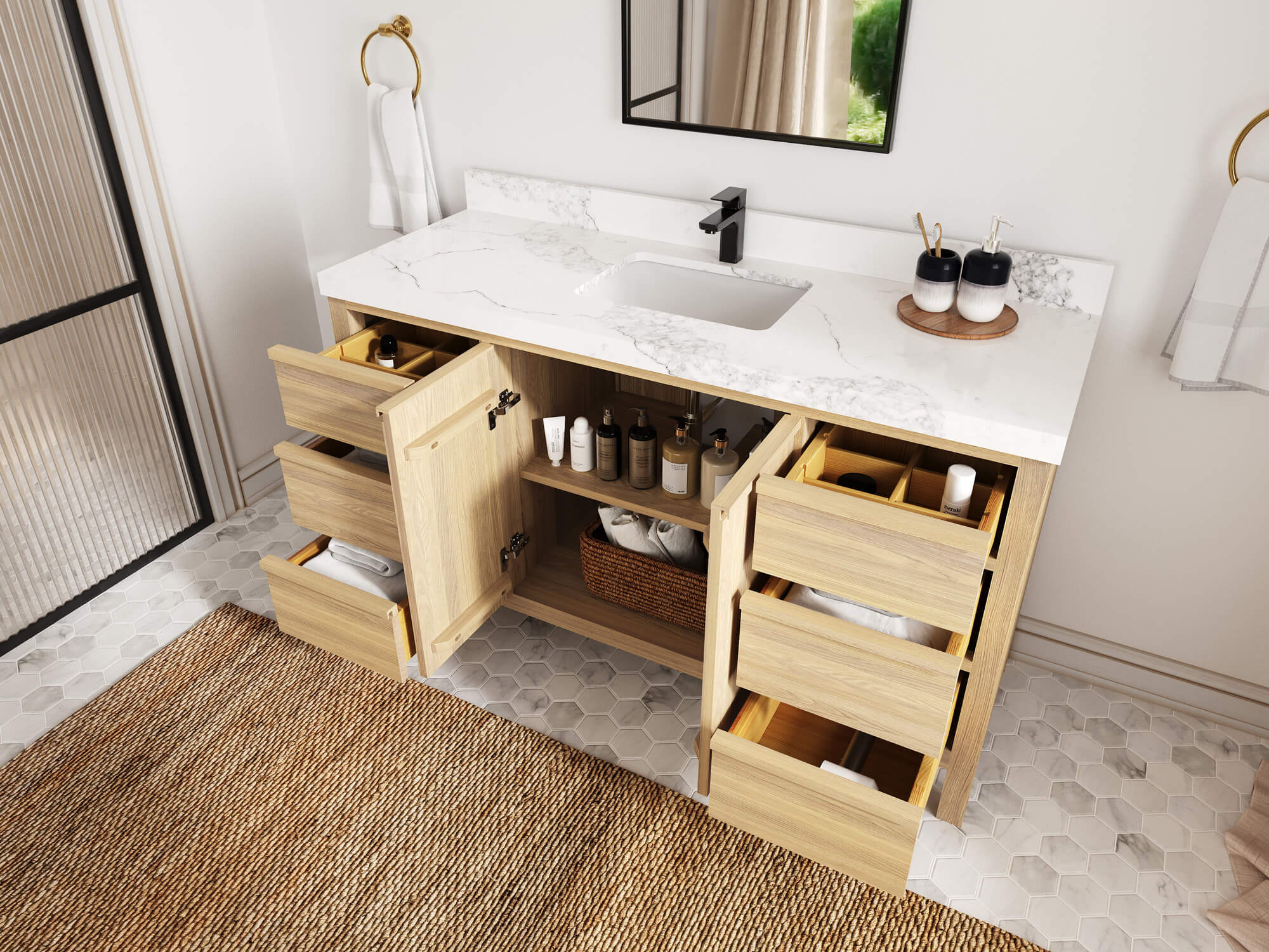 Elizabeth White Oak 60 in. W x 22 in. D Single Sink Bathroom Vanity