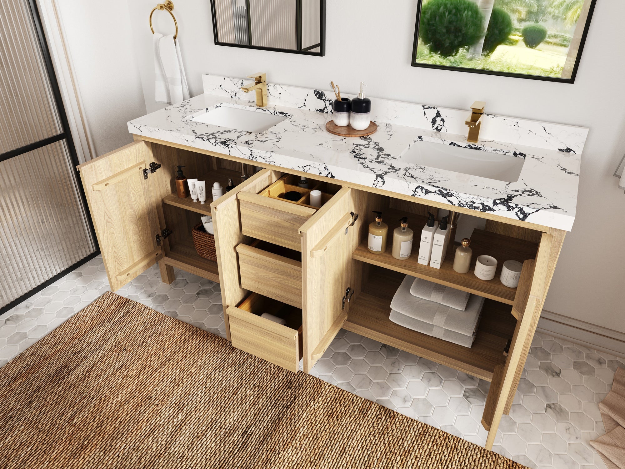 Elizabeth White Oak 72 in. W x 22 in. D Double Sink Bathroom Vanity
