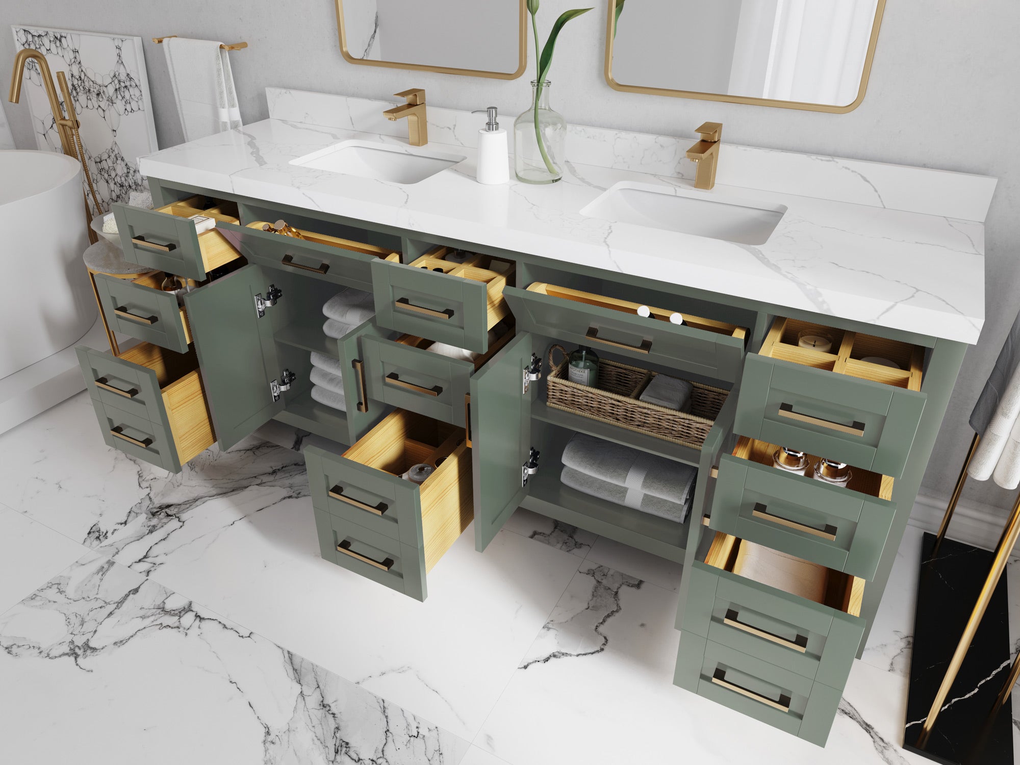 Cambridge 84 in. W x 22 in. D Double Sink Bathroom Vanity - Willow Bath and Vanity