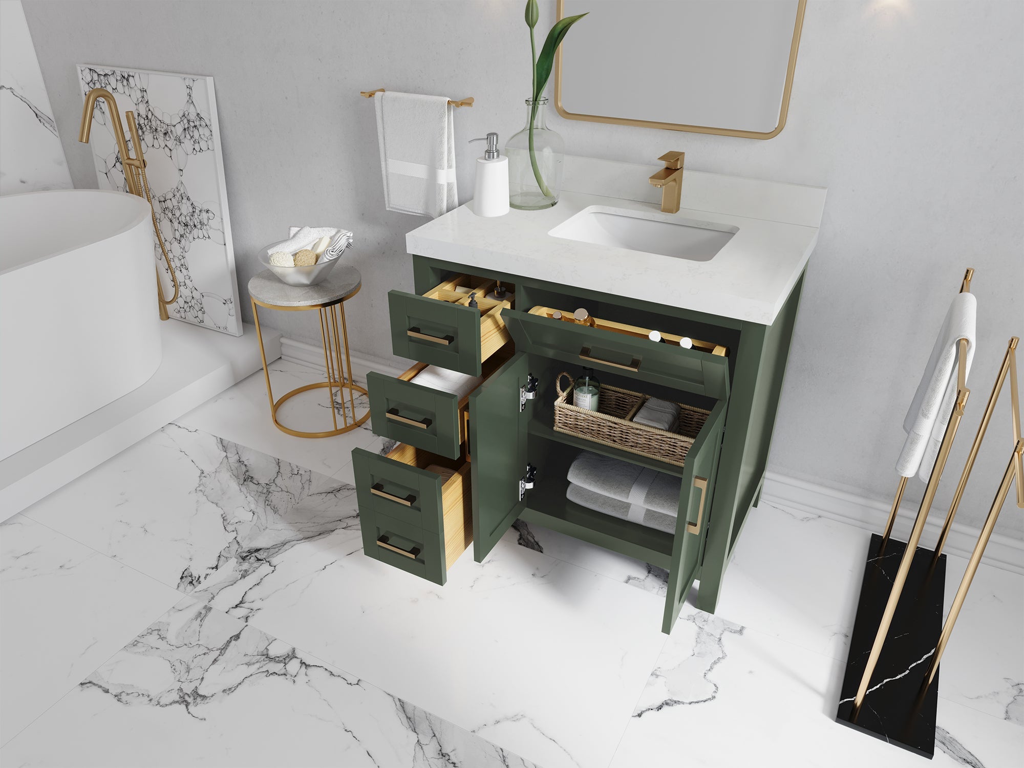 Cambridge 36 in. W x 22 in. D Right Offset Sink Bathroom Vanity
