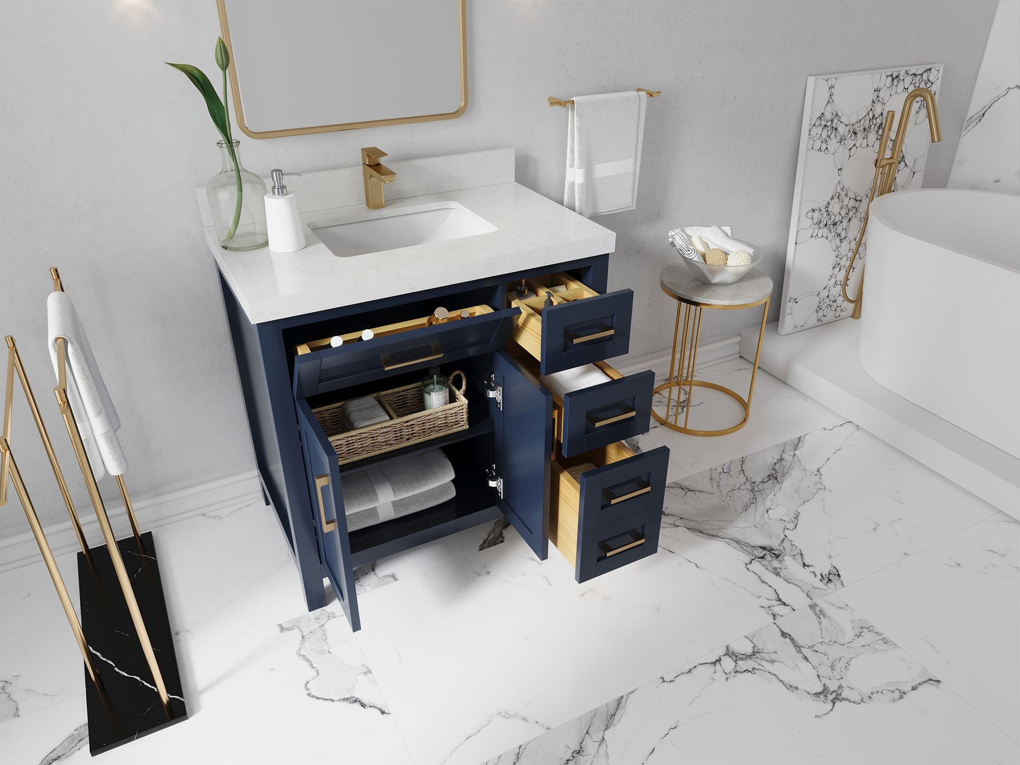 Cambridge 36 in. W x 22 in. D Single Center Sink Bathroom Vanity