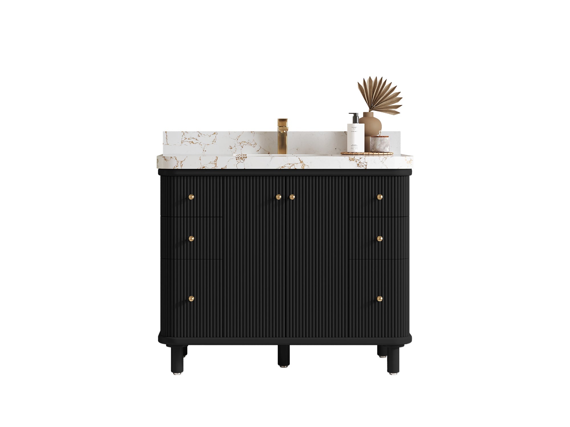 Miami 42 in. W x 22 in. D Single Sink Bathroom Vanity in Black with Countertop - Clear View