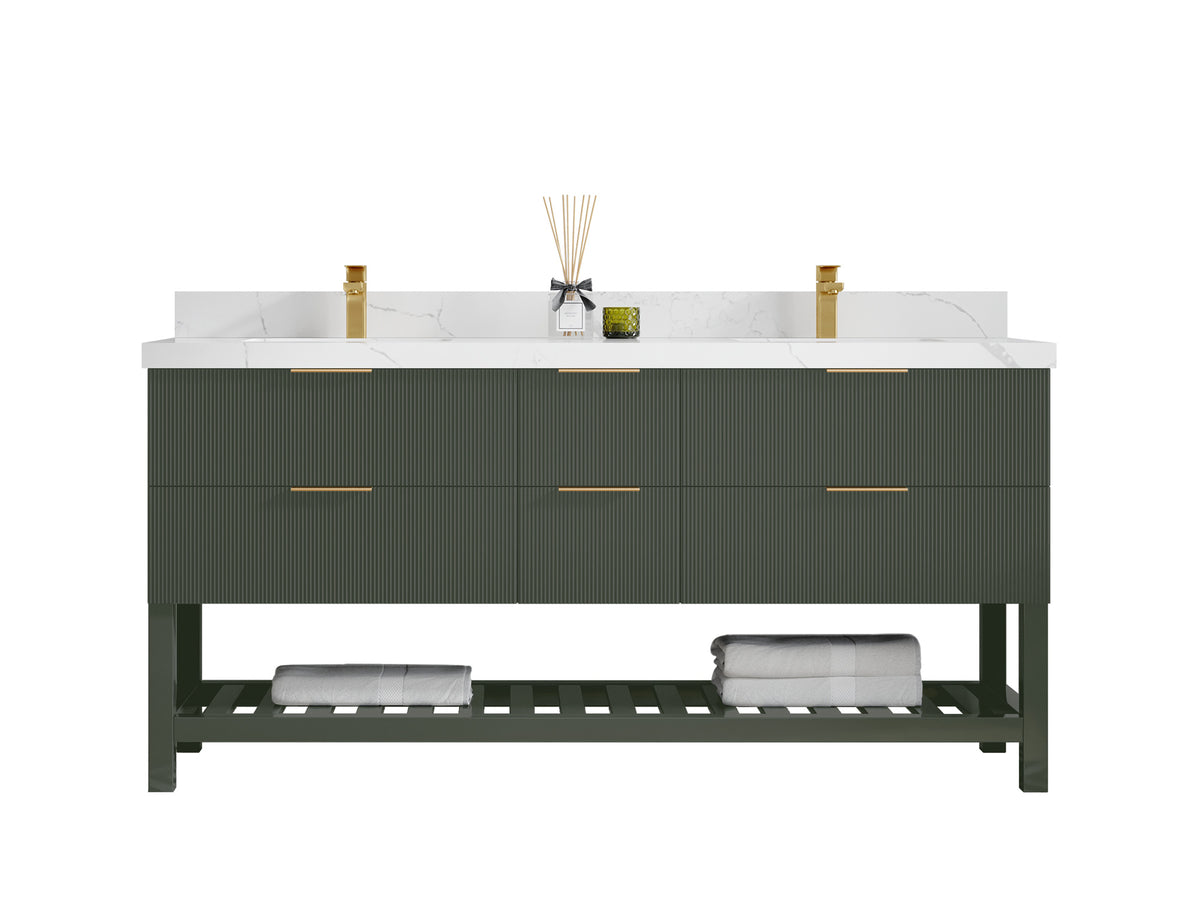 Catalina 72 in W x 22 in D Free Standing Reeded Double Sink Bathroom Vanity