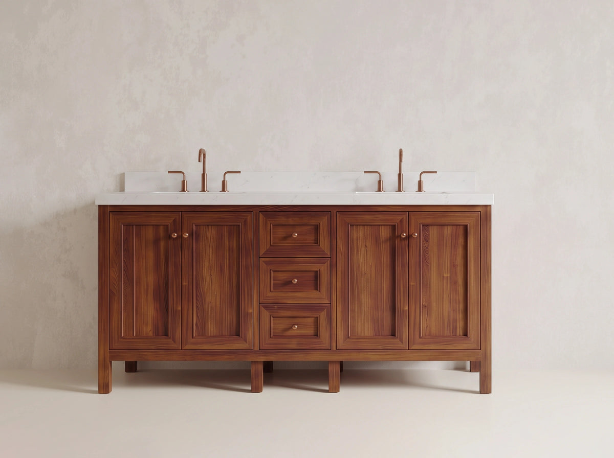 Nashville Teak Wood 72 in. W x 22 in. D Double Sink Bathroom Vanity