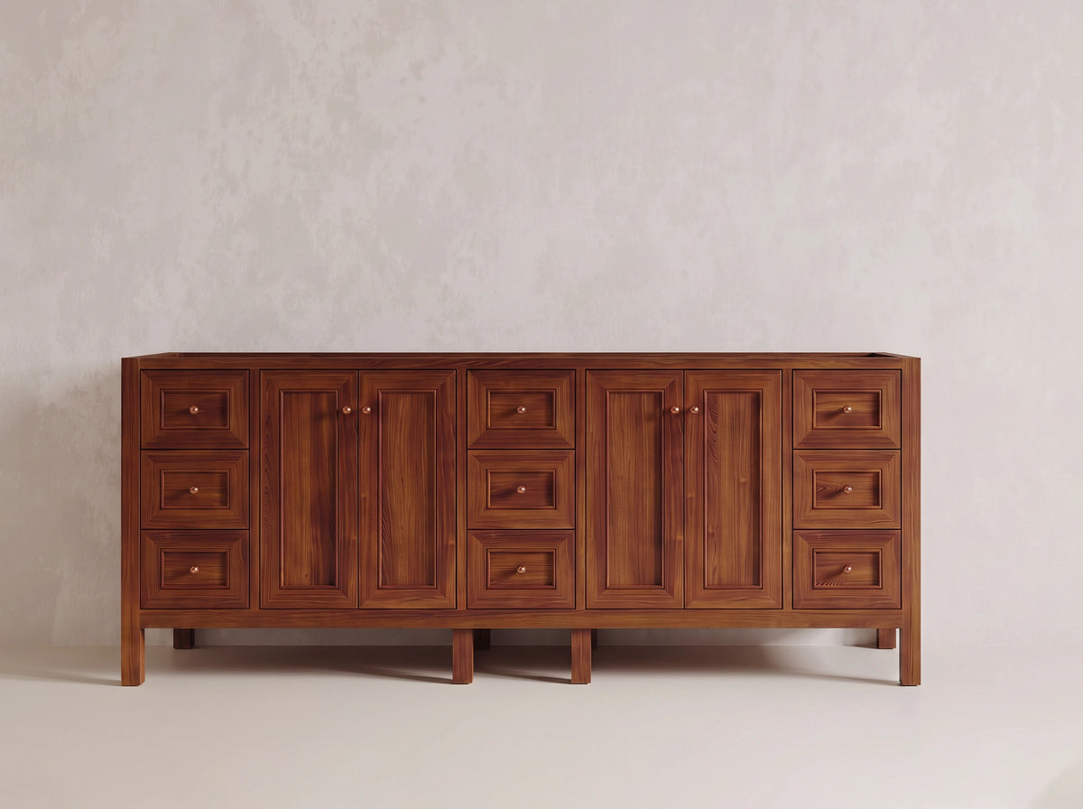 Nashville Teak Wood 84 in. W x 22 in. D Double Sink Bathroom Vanity