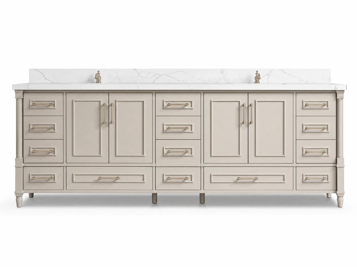 Aberdeen 96 in W x 22 in D Free Standing Double Sink Bathroom Vanity