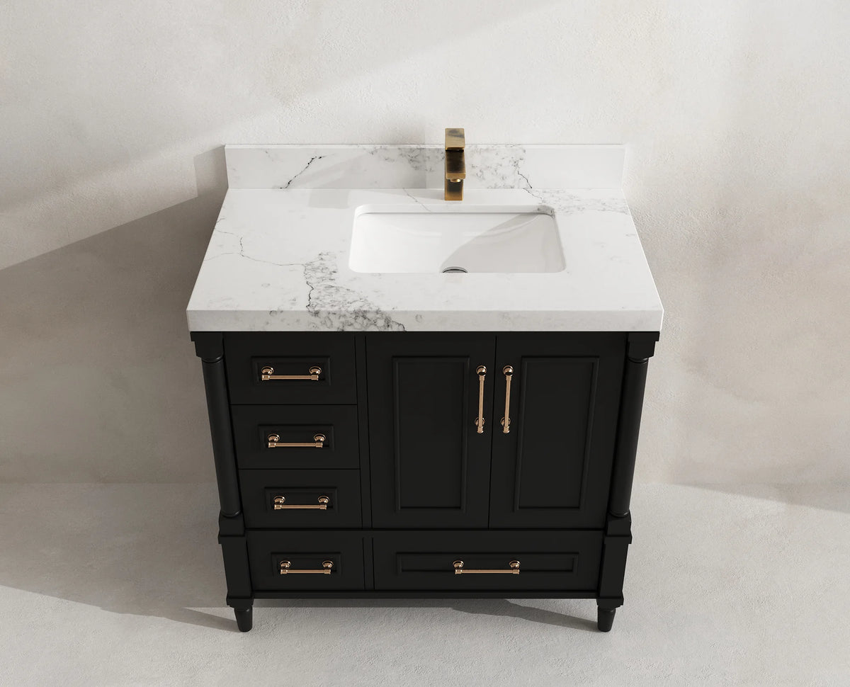 Aberdeen 36 in. W x 22 in. D Right Offset Sink Bathroom Vanity