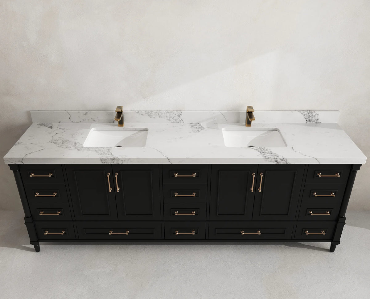 Aberdeen 96 in W x 22 in D Free Standing Double Sink Bathroom Vanity