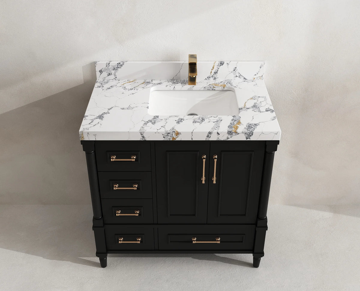 Aberdeen 36 in. W x 22 in. D Right Offset Sink Bathroom Vanity