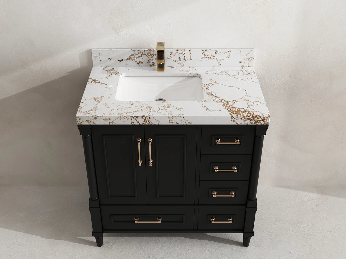 Aberdeen 36 in. W x 22 in. D Left Offset Sink Bathroom Vanity