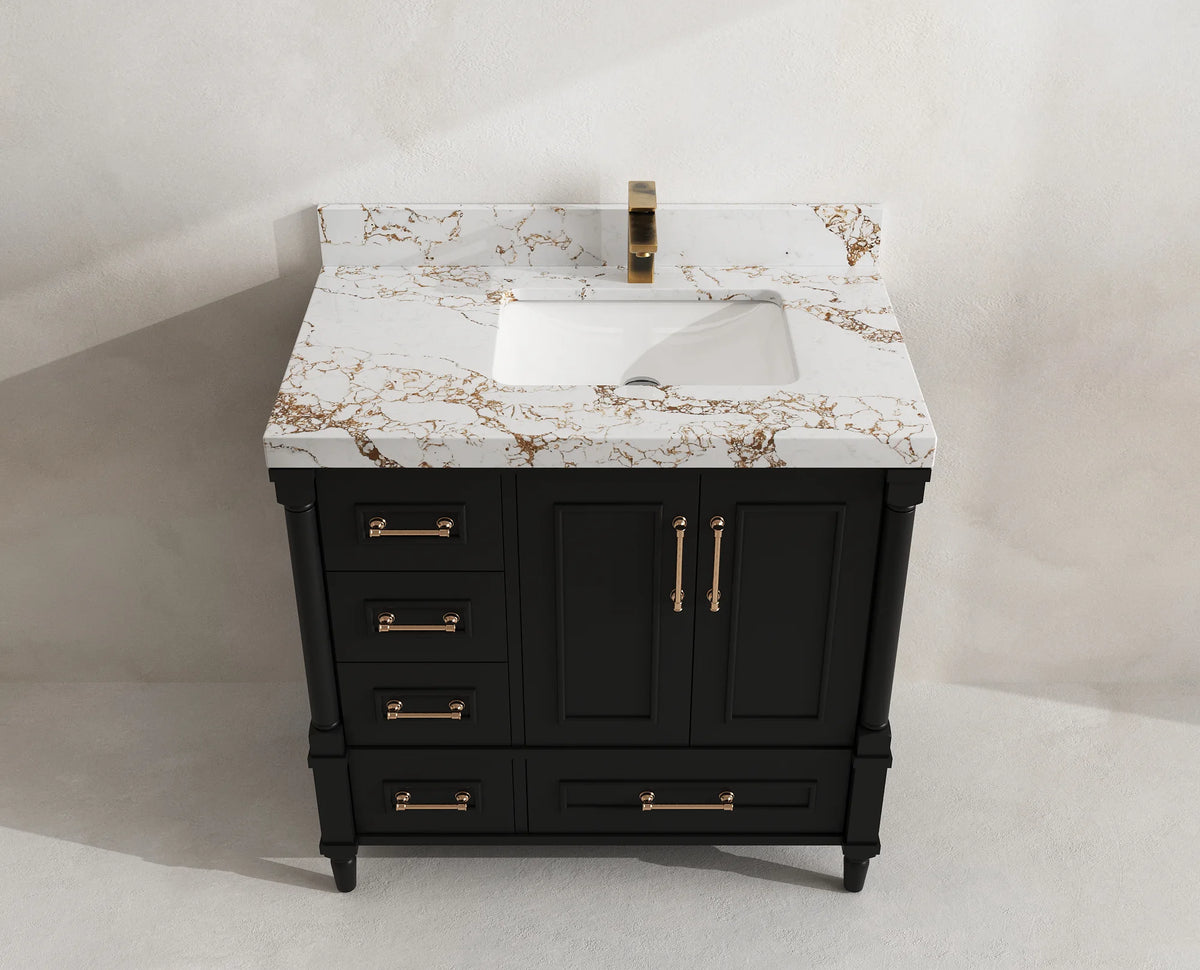 Aberdeen 36 in. W x 22 in. D Right Offset Sink Bathroom Vanity