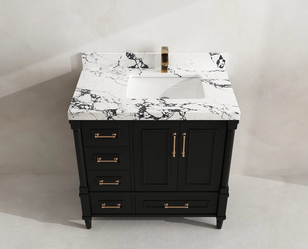 Aberdeen 36 in. W x 22 in. D Right Offset Sink Bathroom Vanity