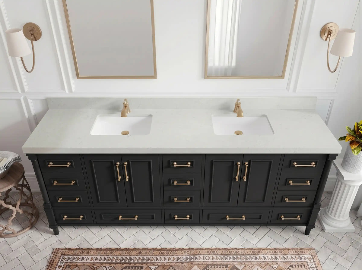 Aberdeen 96 in W x 22 in D Free Standing Double Sink Bathroom Vanity