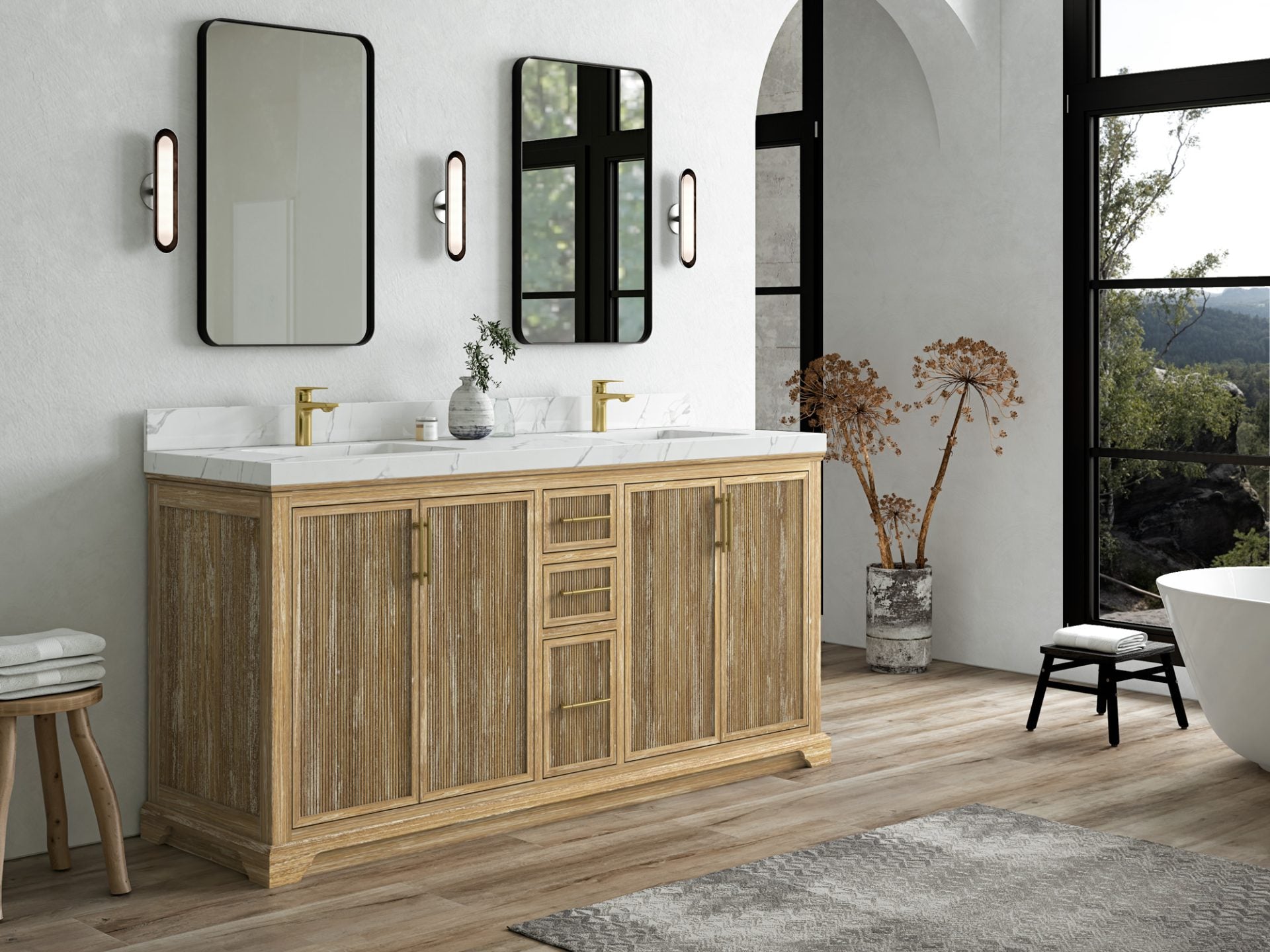 Alys Teak Wood 72 in. W x 22 in. D Double Sink Bathroom Vanity