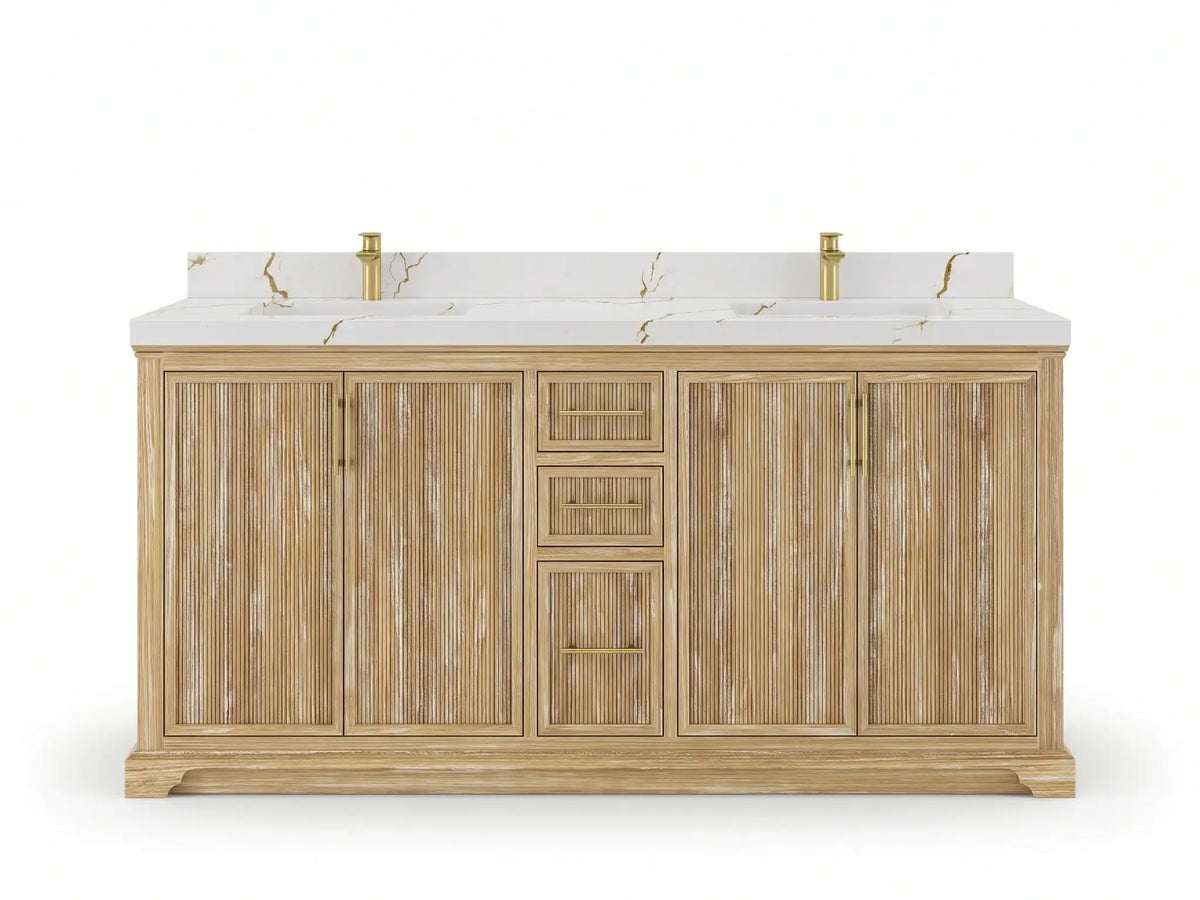 Alys Teak Wood 72 in. W x 22 in. D Double Sink Bathroom Vanity