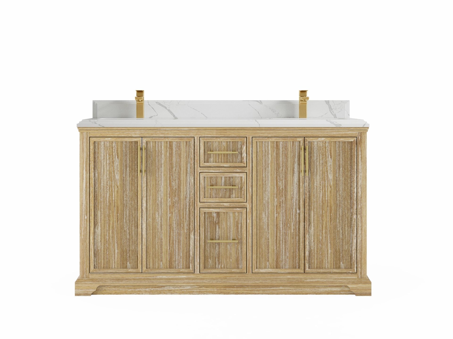 Alys Teak Wood 60 in. W x 22 in. D Double Sink Bathroom Vanity