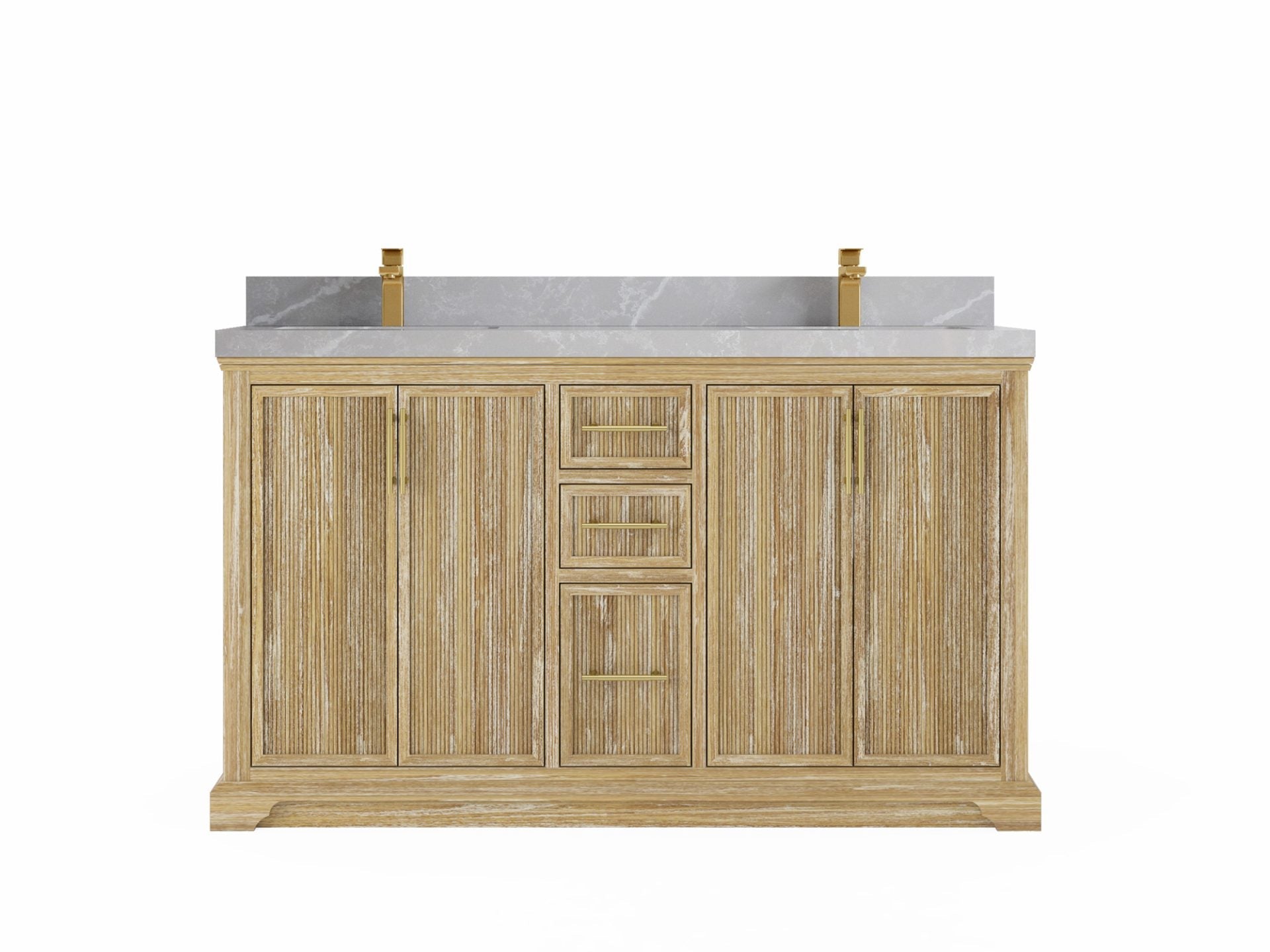 Alys Teak Wood 60 in. W x 22 in. D Double Sink Bathroom Vanity