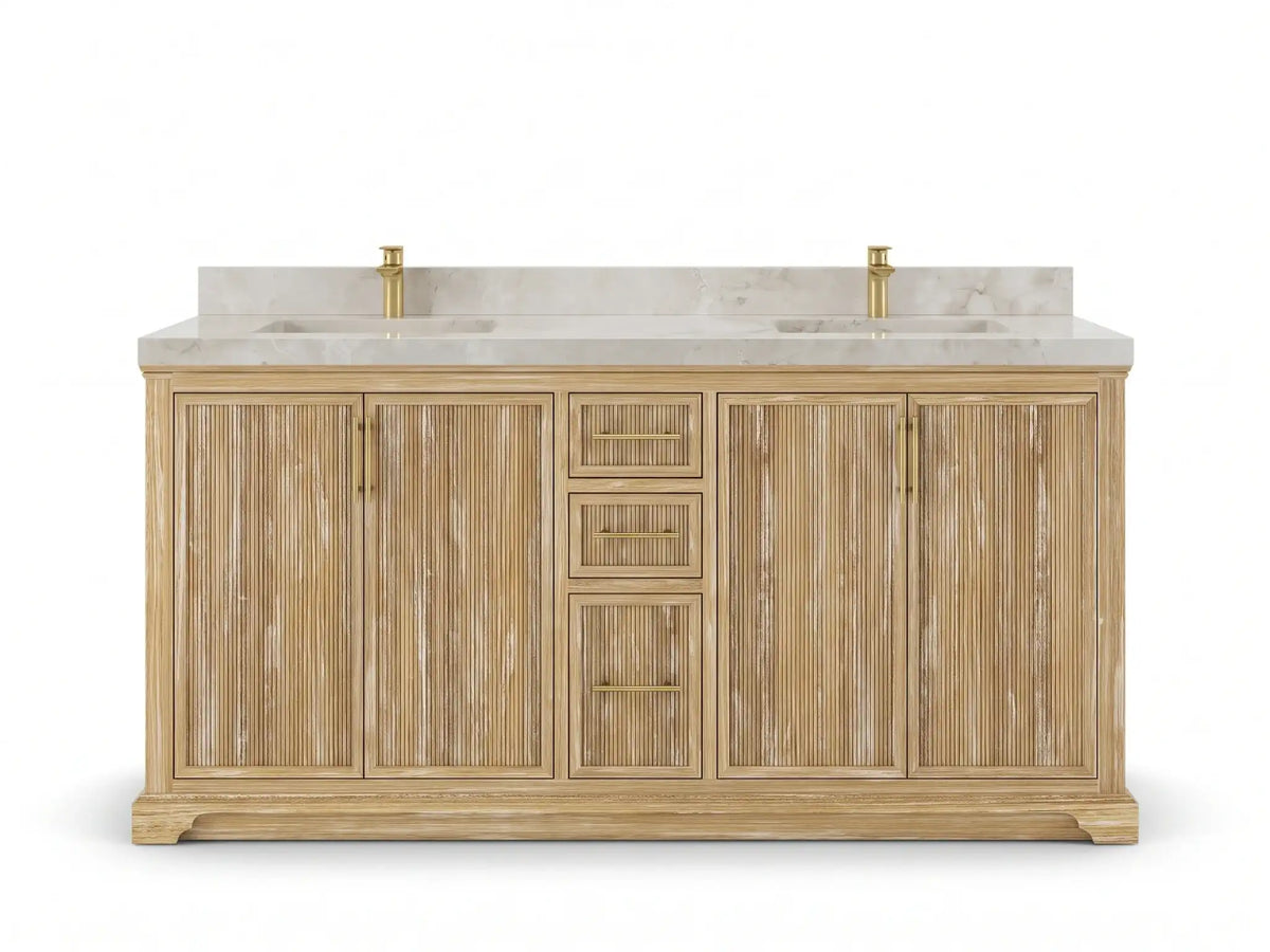 Alys Teak Wood 72 in. W x 22 in. D Double Sink Bathroom Vanity