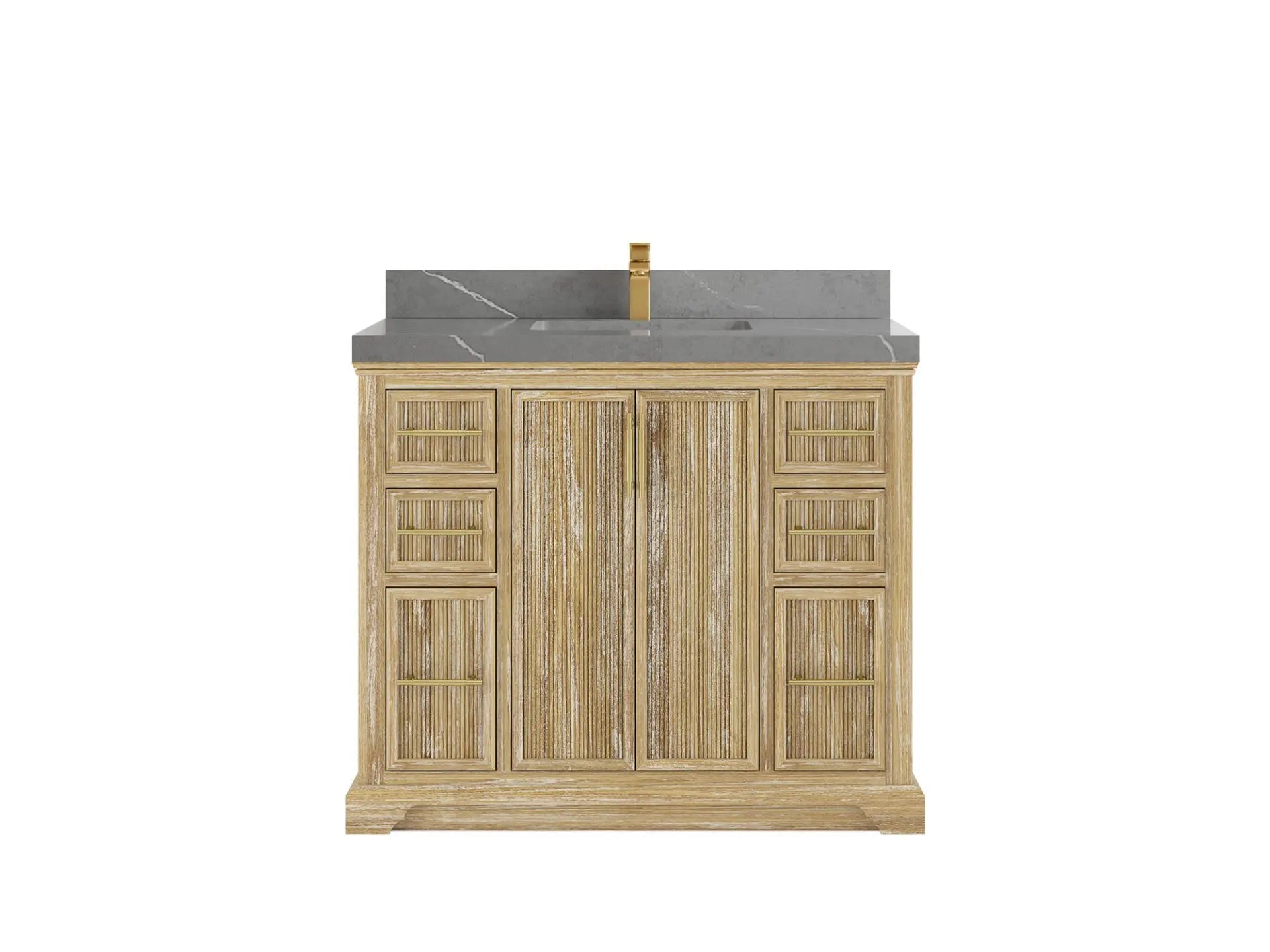 Alys Teak Wood 42 in. W x 22 in. D Single Sink Bathroom Vanity