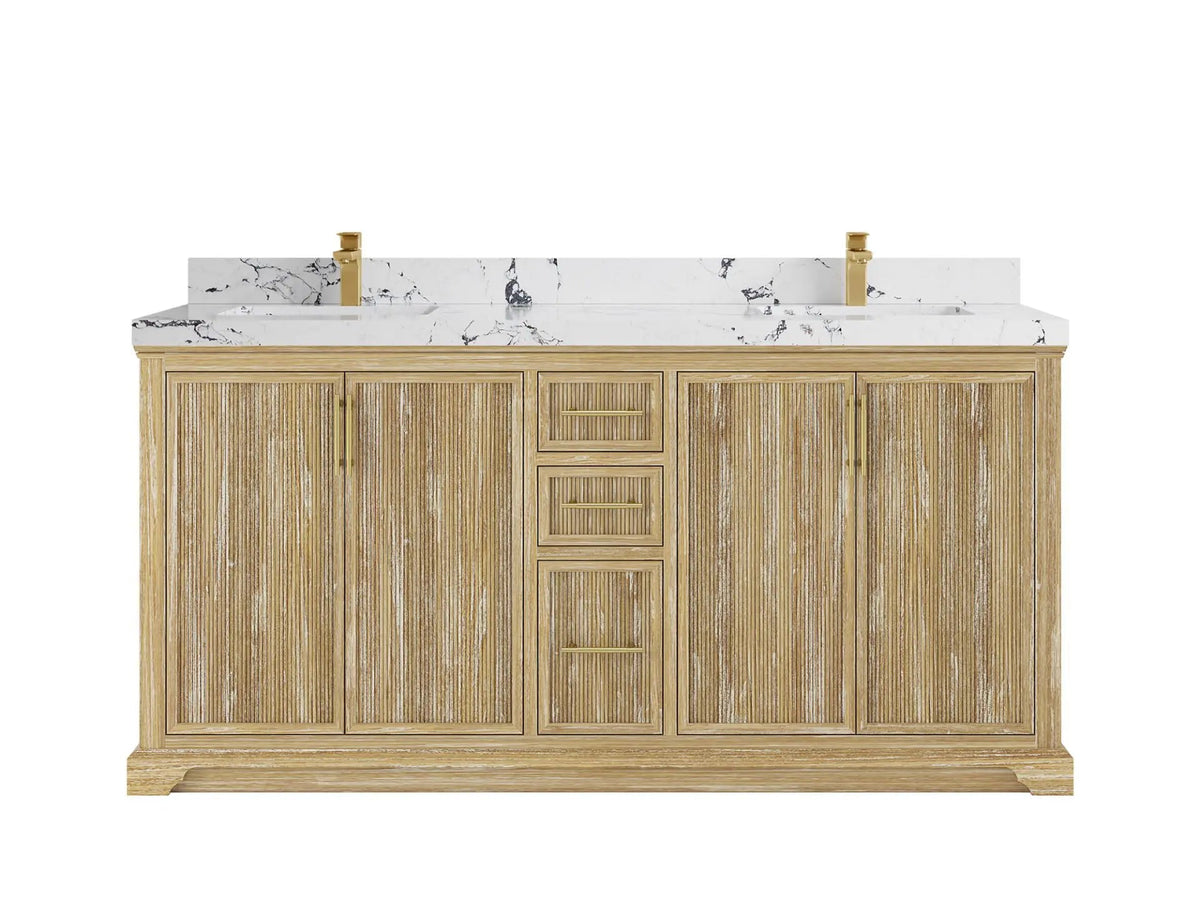 Alys Teak Wood 72 in. W x 22 in. D Double Sink Bathroom Vanity