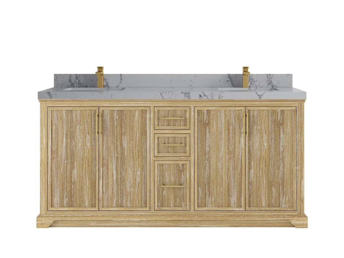 Alys Teak Wood 72 in. W x 22 in. D Double Sink Bathroom Vanity