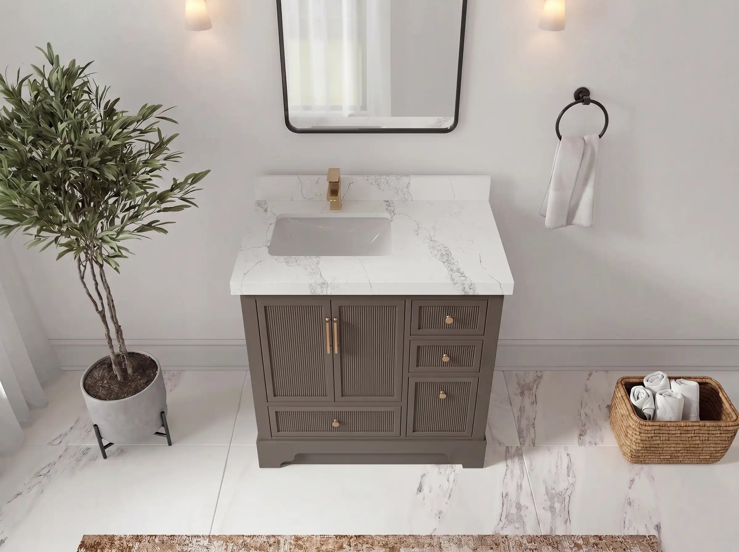 Alys 36 in. W x 22 in. D Left Offset Sink Bathroom Vanity