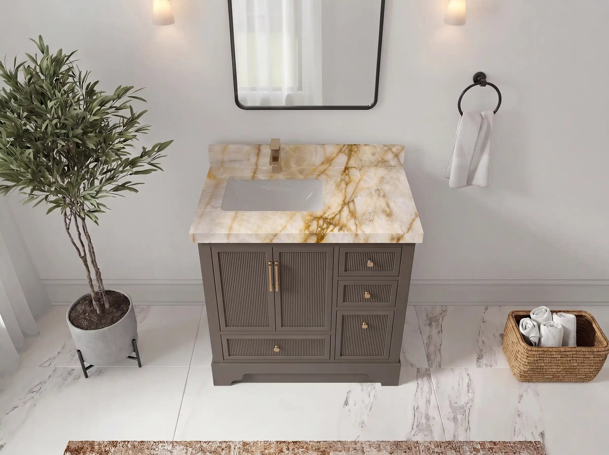Alys 36 in. W x 22 in. D Left Offset Sink Bathroom Vanity