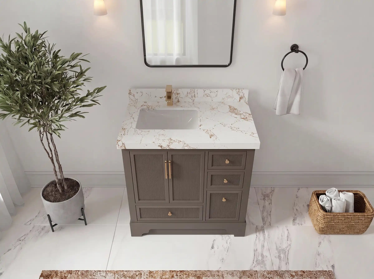 Alys 36 in. W x 22 in. D Left Offset Sink Bathroom Vanity