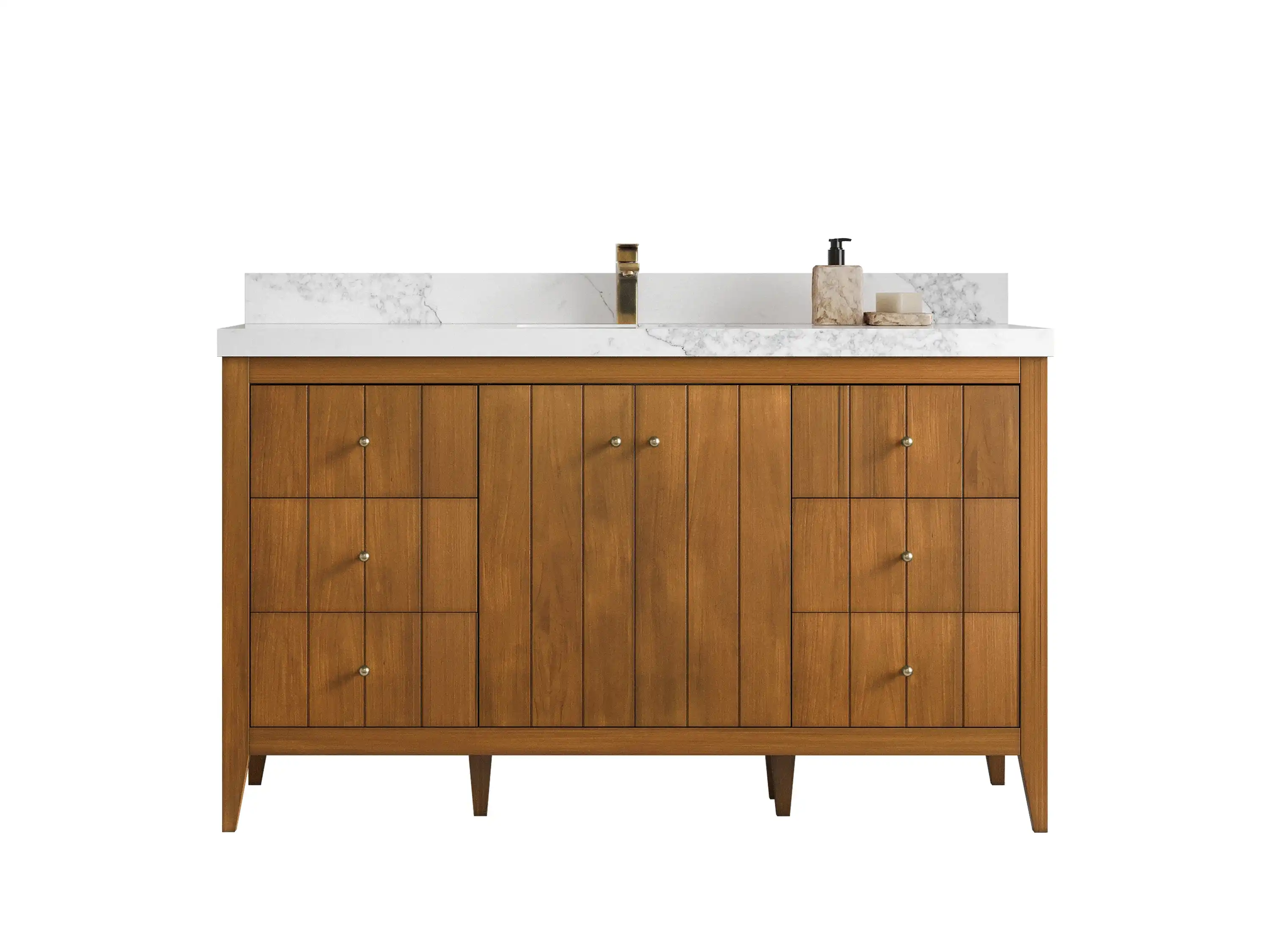 Atlanta Teak Wood 60 in. W x 22 in. D Single Sink Bathroom Vanity - Willow Bath and Vanity