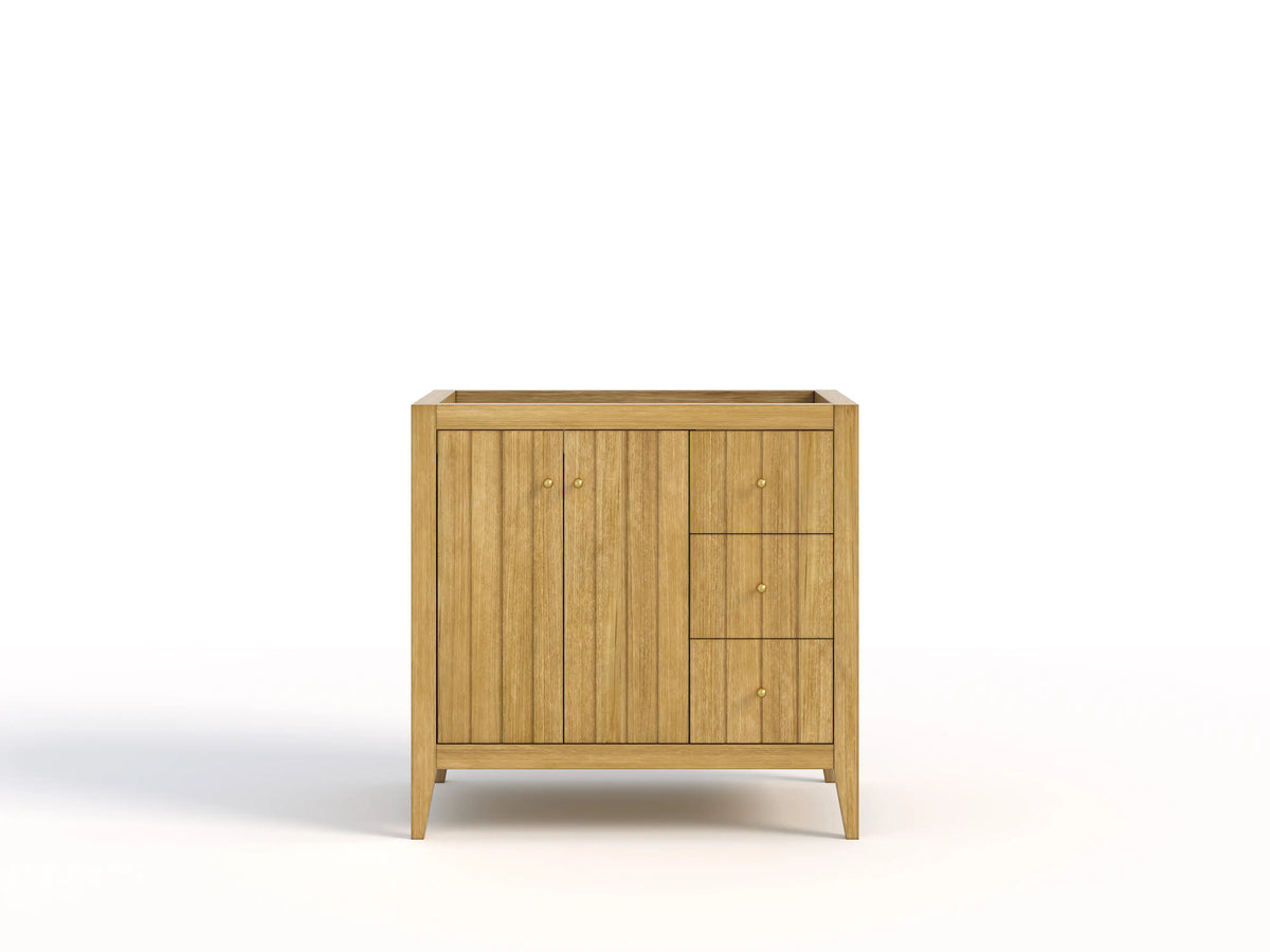 Atlanta Teak Wood 36 in. W x 22 in. D Right Offset Sink Bathroom Vanity