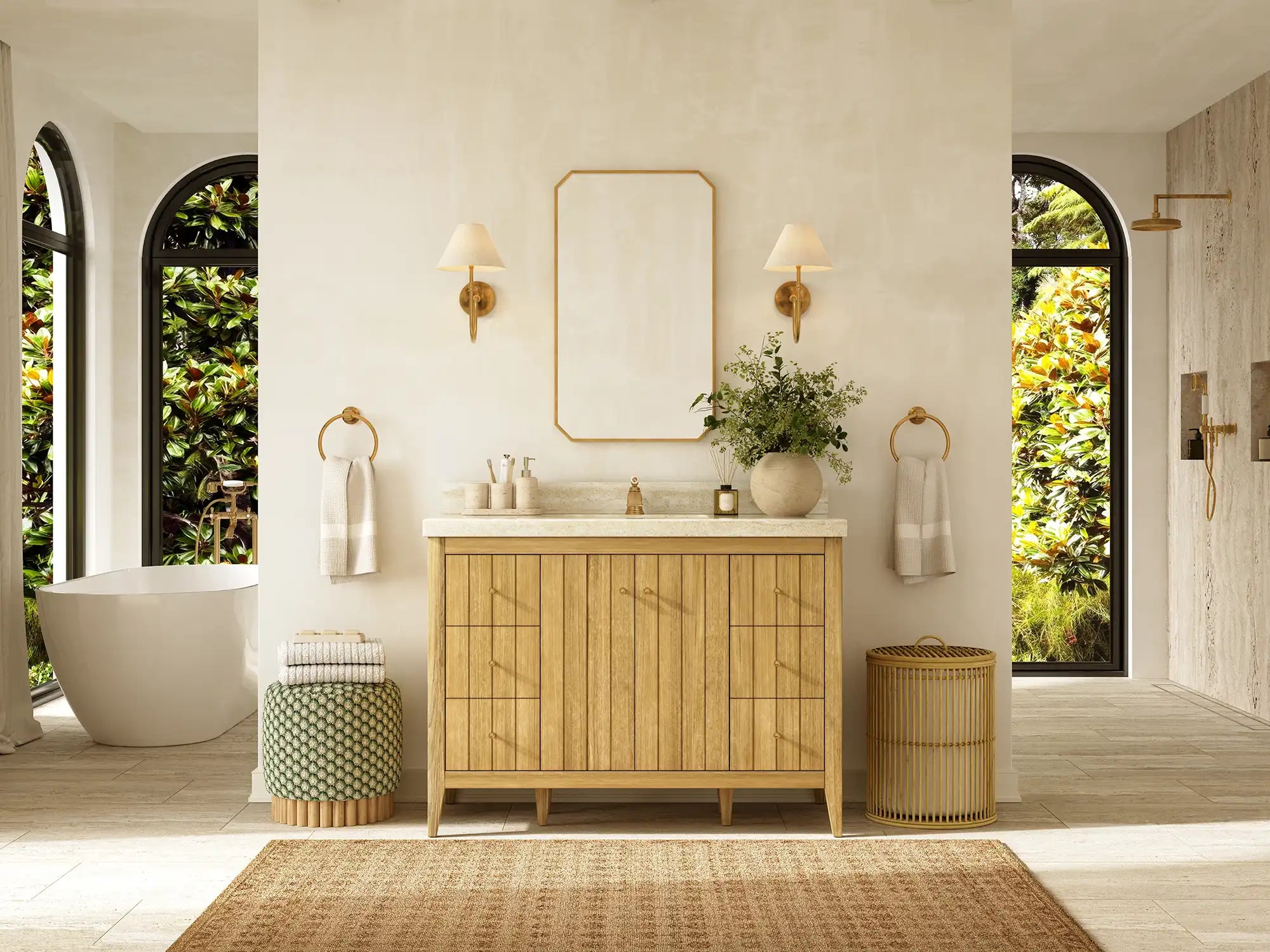 Atlanta Teak Wood 48 in. W x 22 in. D Single Sink Bathroom Vanity