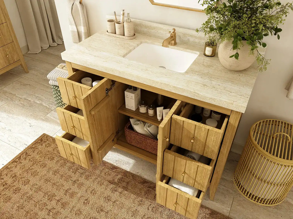 Atlanta Teak Wood 48 in. W x 22 in. D Single Sink Bathroom Vanity
