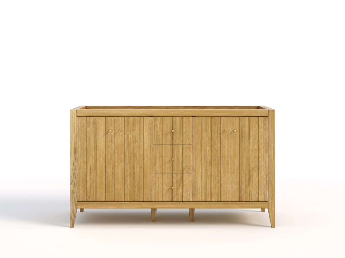Atlanta Teak Wood 60 in. W x 22 in. D Double Sink Bathroom Vanity