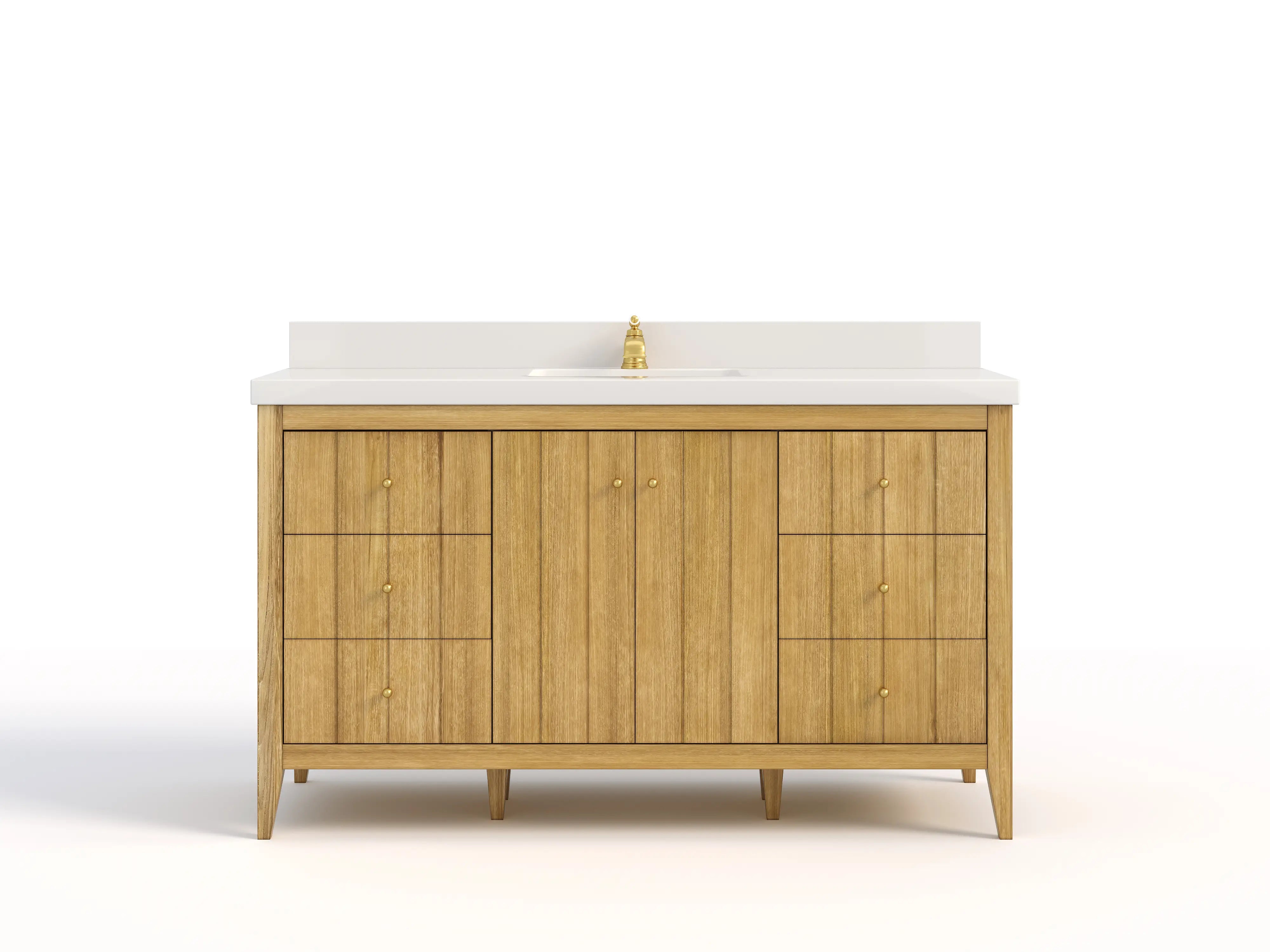 Atlanta Teak Wood 60 in. W x 22 in. D Single Sink Bathroom Vanity