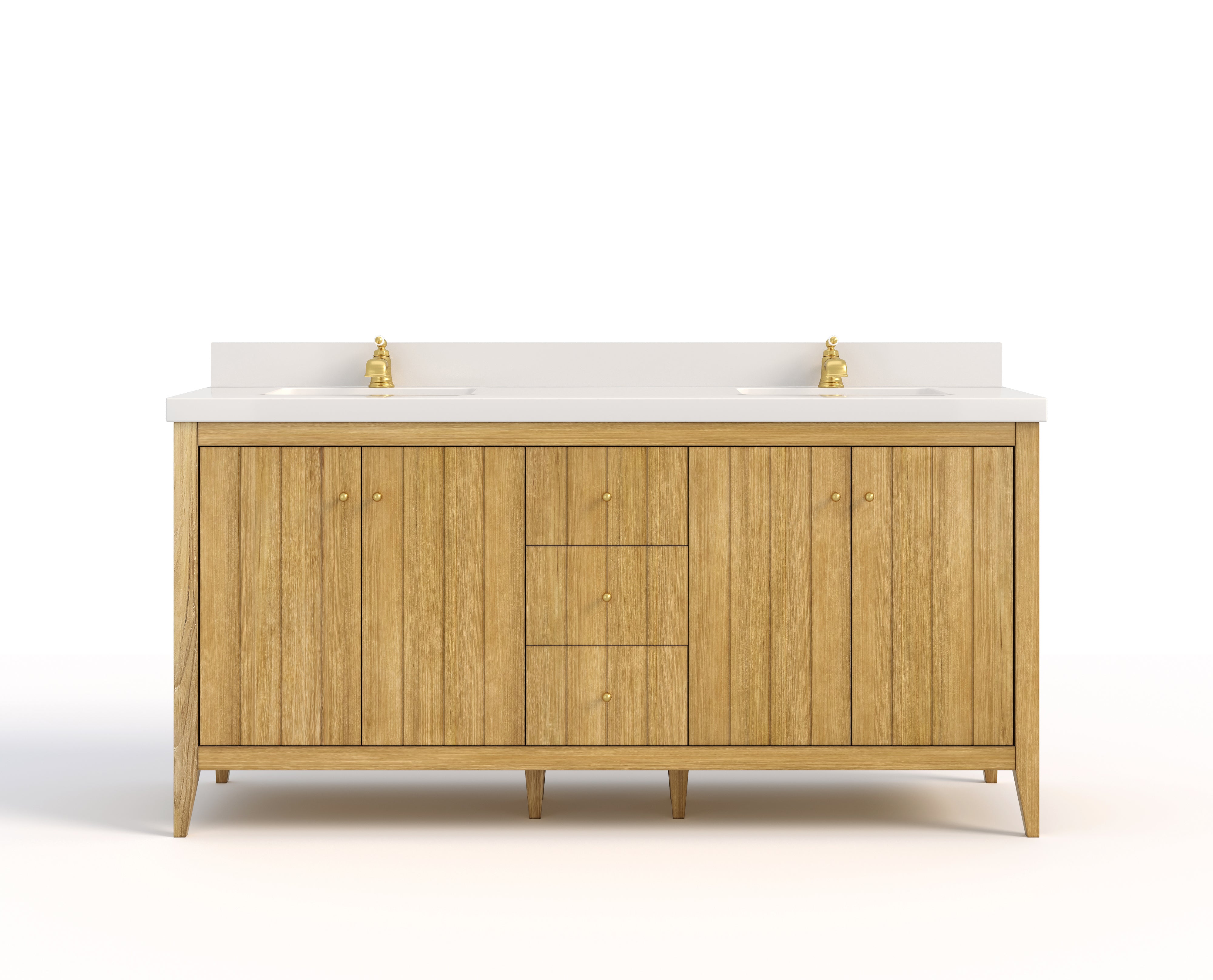 Atlanta Teak Wood 72 in. W x 22 in. D Double Sink Bathroom Vanity