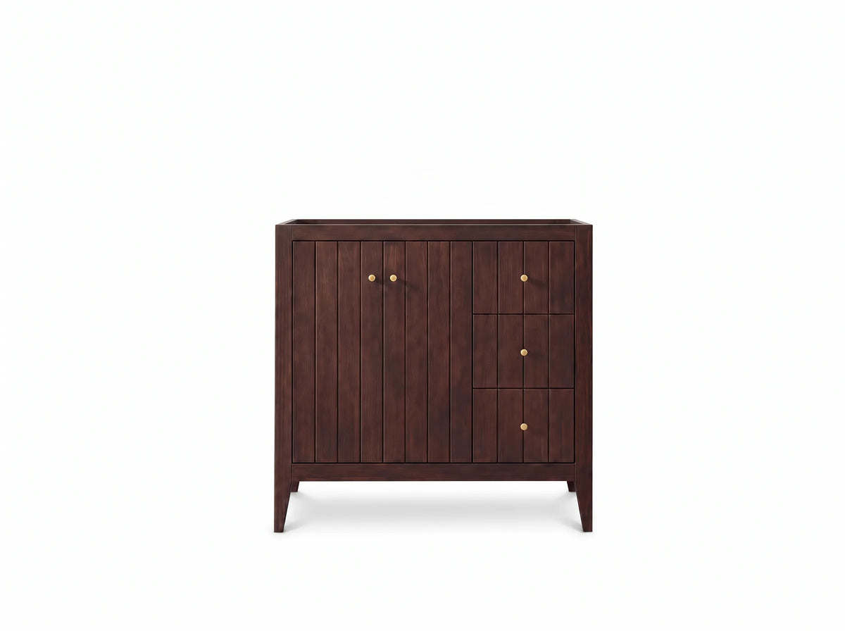 Atlanta Teak Wood 36 in. W x 22 in. D Left Offset Sink Bathroom Vanity