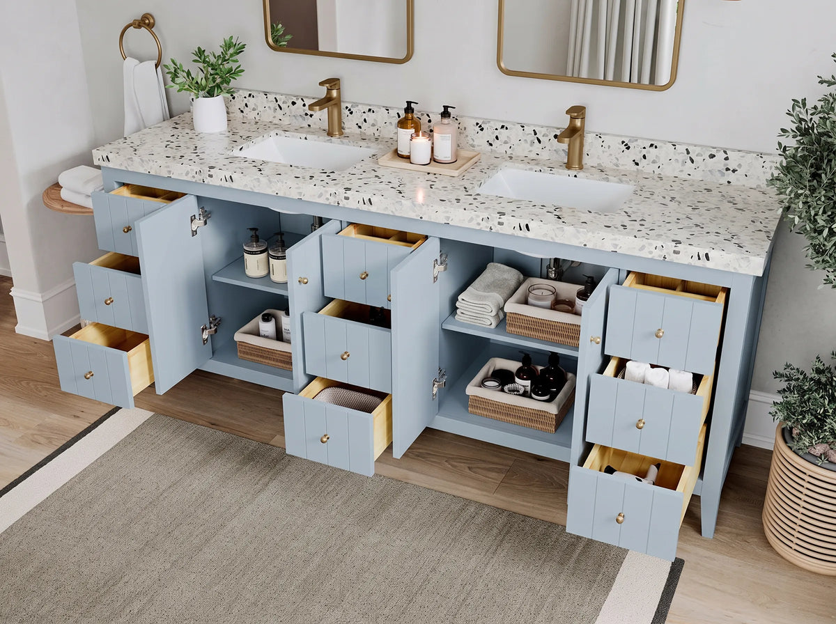 Atlanta 84 in. W x 22 in. D Double Sink Bathroom Vanity