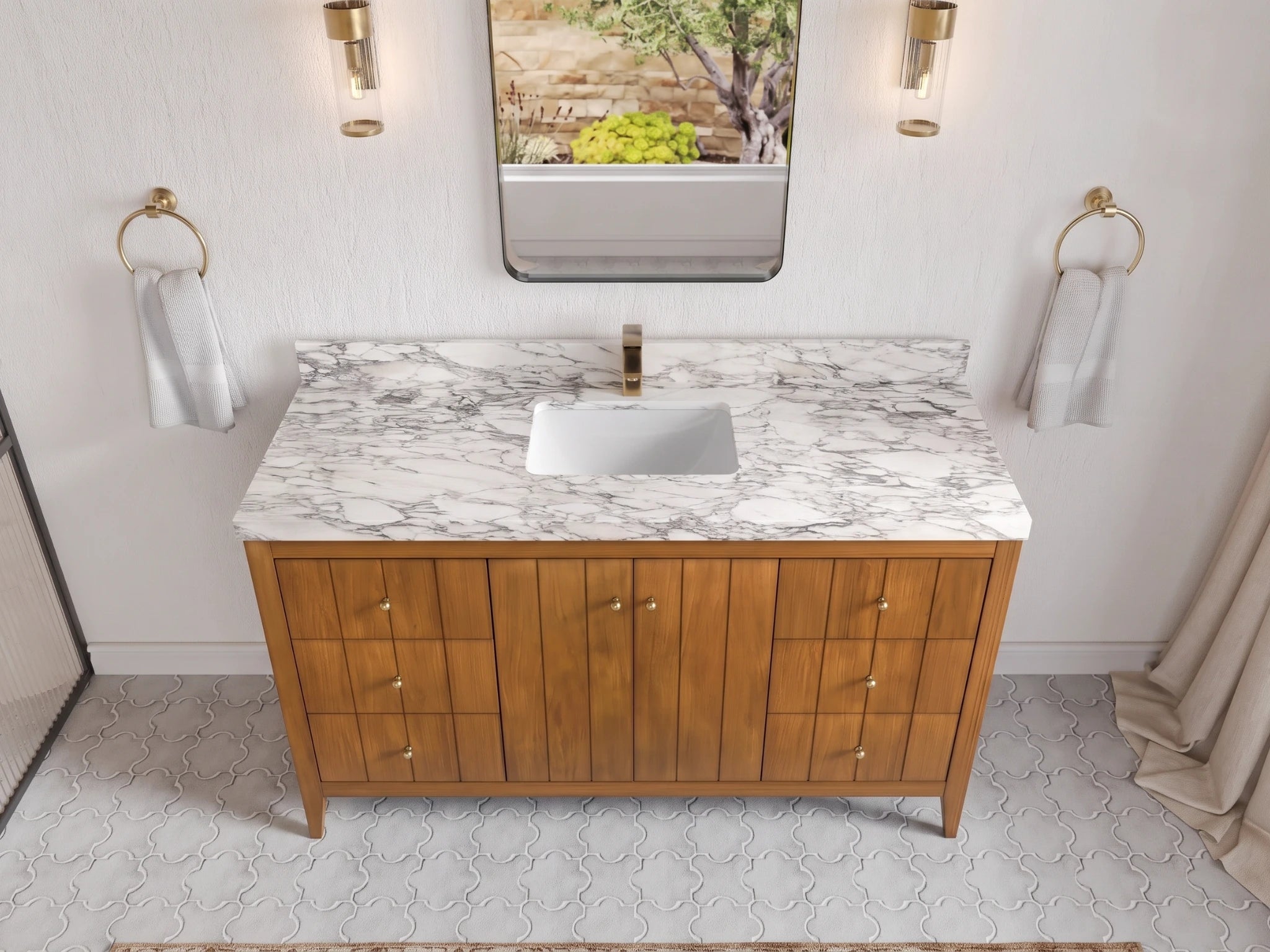 Atlanta Teak Wood 60 in. W x 22 in. D Single Sink Bathroom Vanity